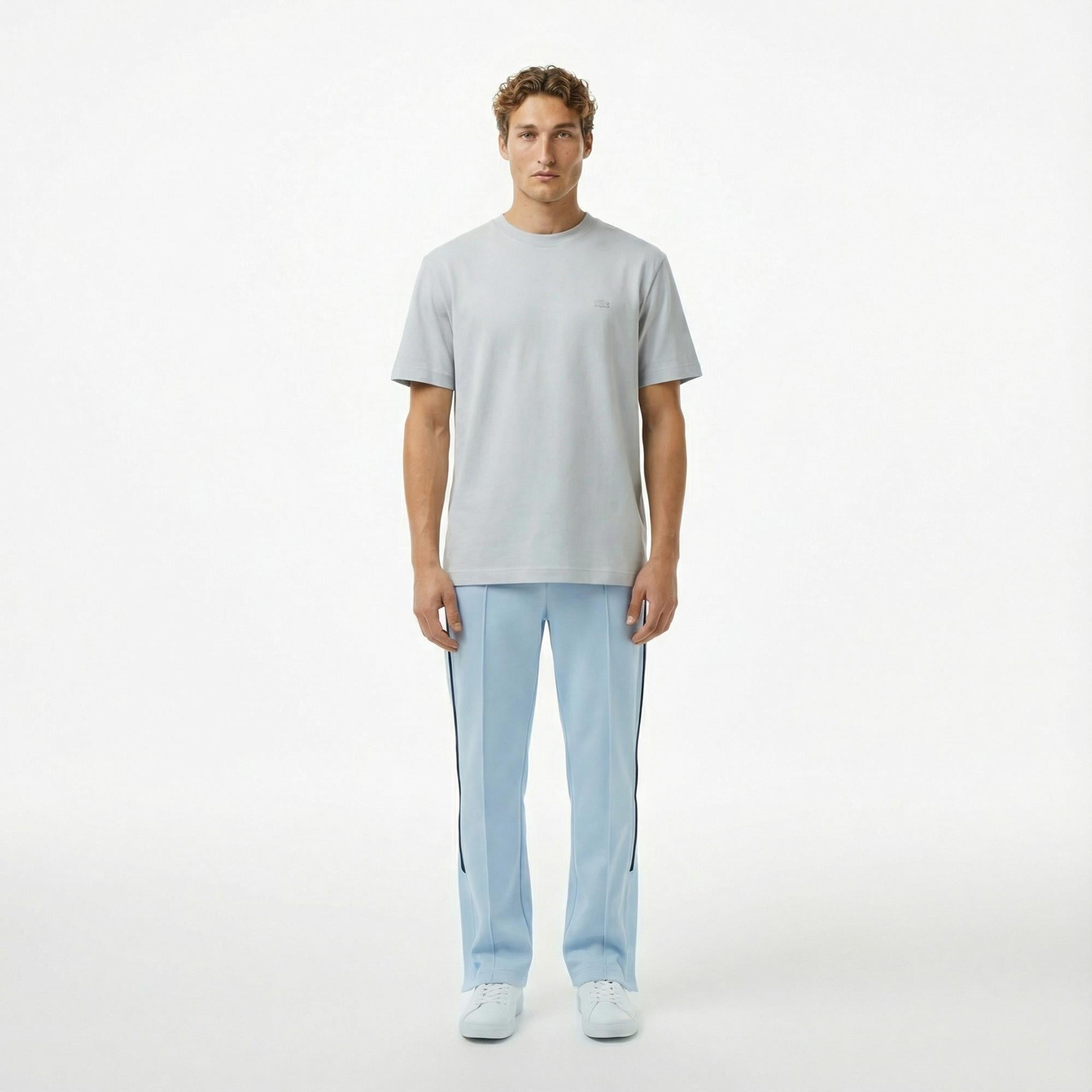 Erkek Relaxed Fit Bisiklet Yaka Gri T-Shirt