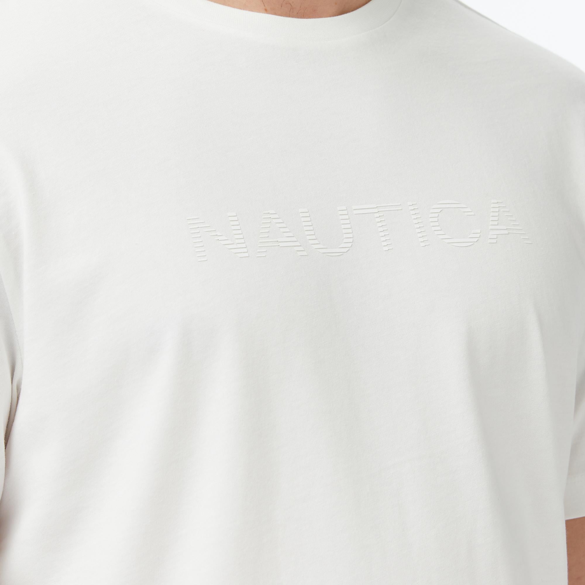 Nautica Erkek Beyaz Regular Fit Baskılı T-Shirt