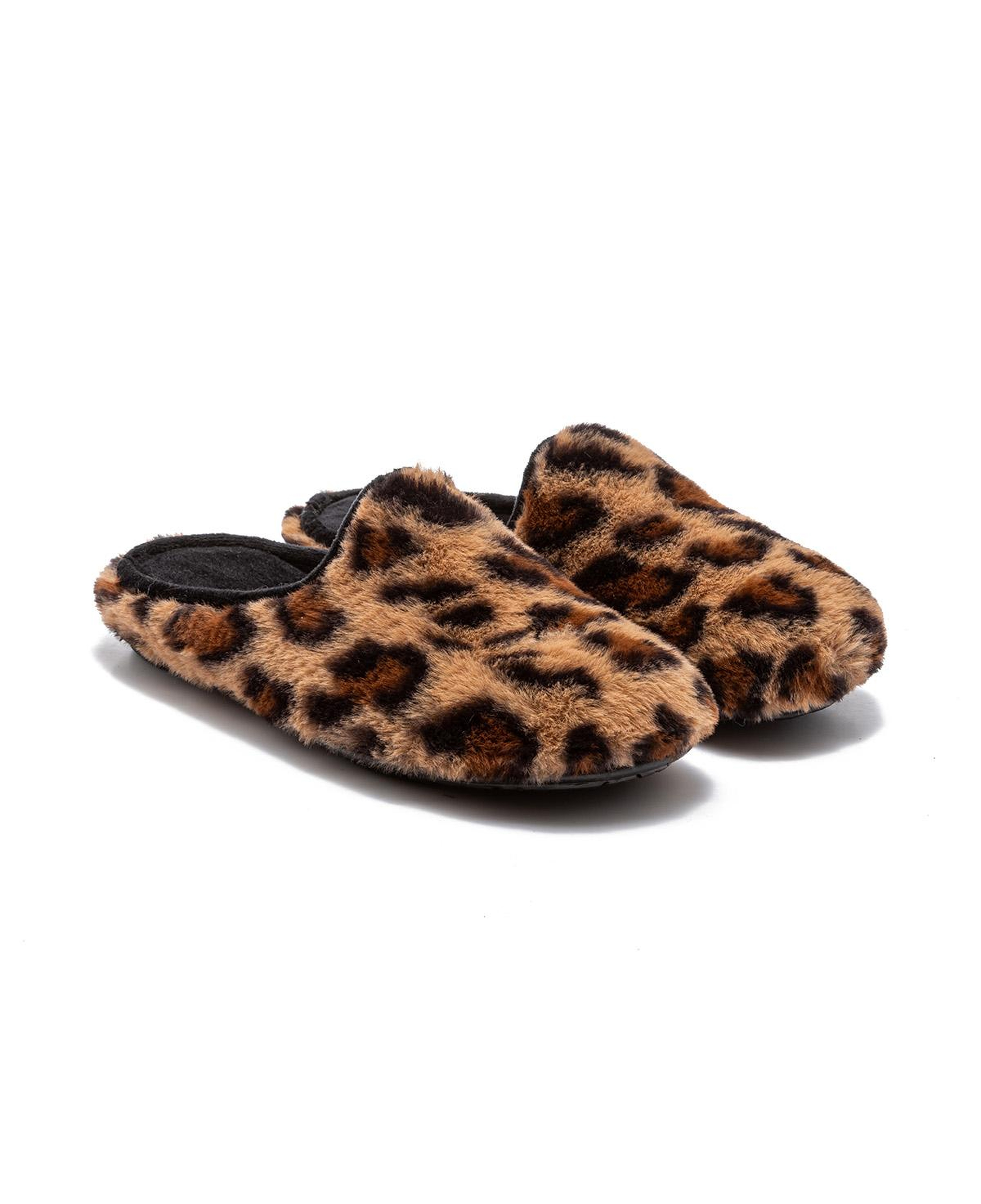 Leopar Kadın Peluş Ev Terliği Siyah 37/41