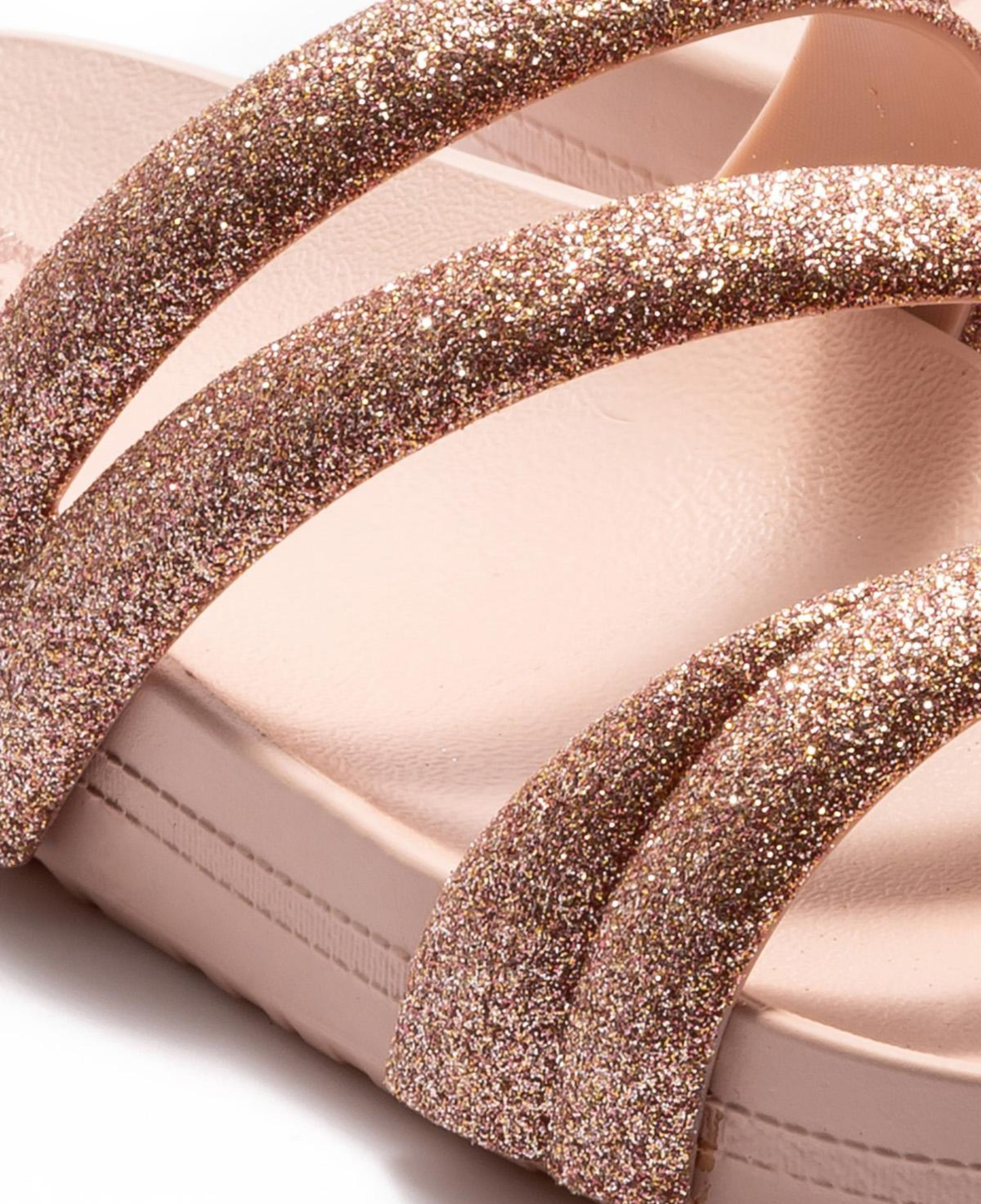 Glitter Tam Ad Kadın Terlik Açık Pudra 35/42