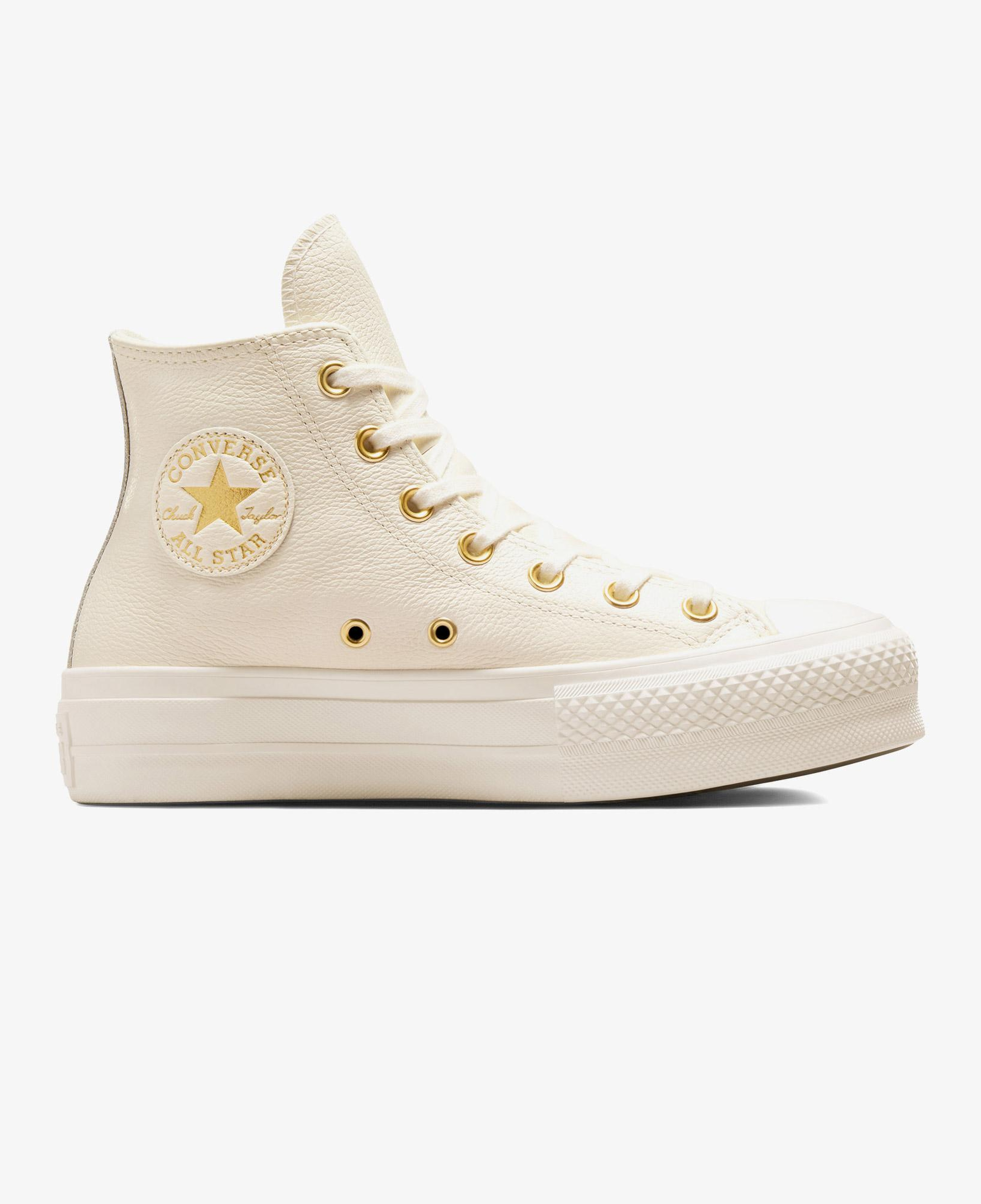 Converse Chuck Taylor All Star Lift Kadın Krem Deri Platform Sneaker