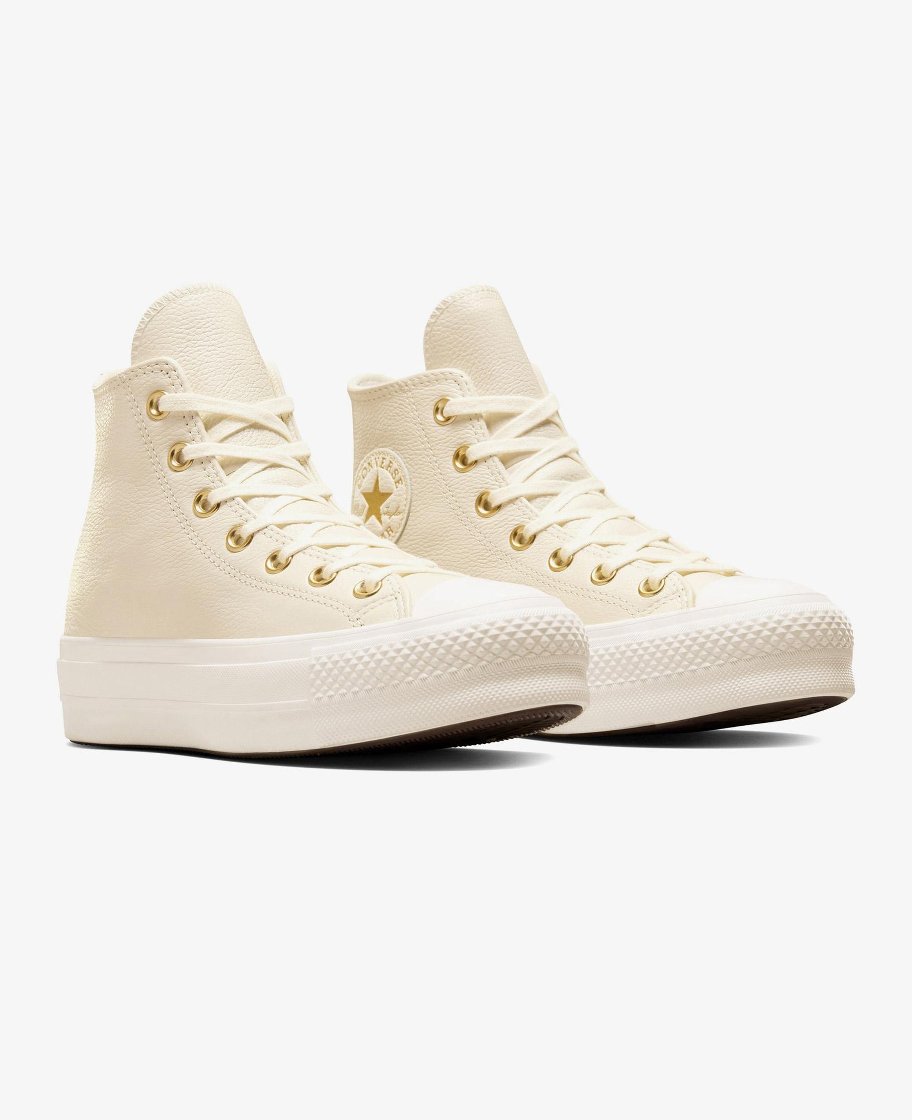 Converse Chuck Taylor All Star Lift Kadın Krem Deri Platform Sneaker