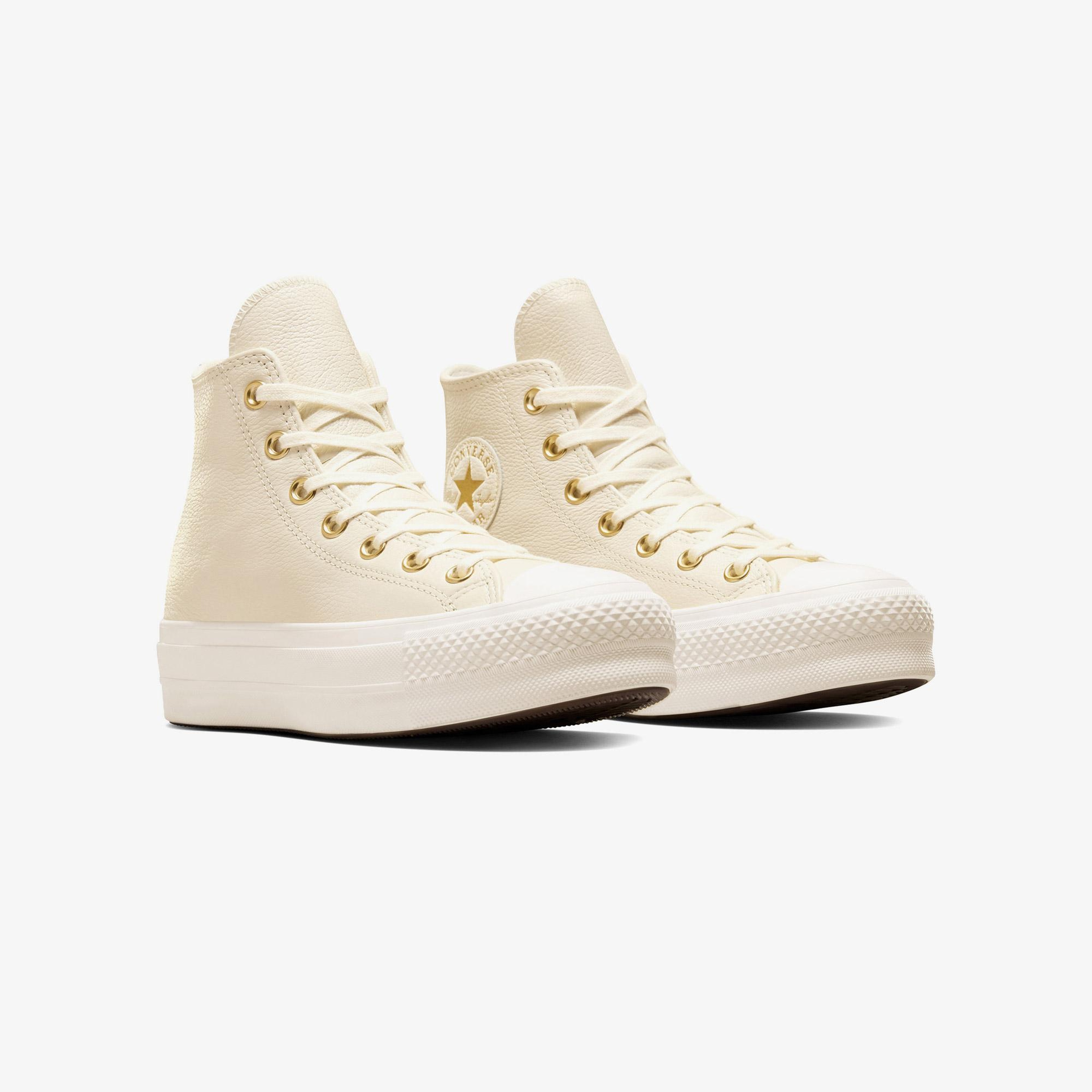 Converse Chuck Taylor All Star Lift Kadın Krem Deri Platform Sneaker