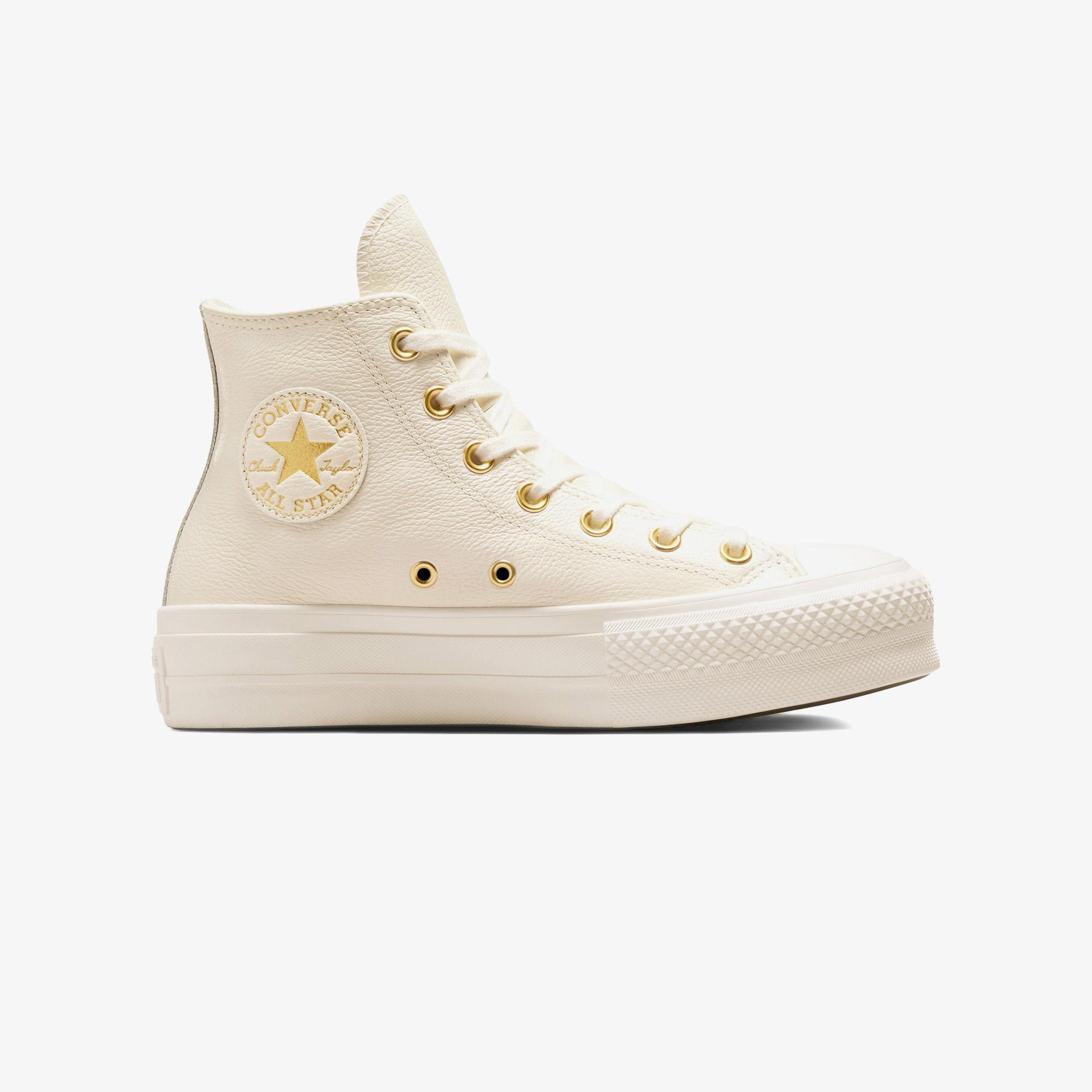 Converse Chuck Taylor All Star Lift Kadın Krem Deri Platform Sneaker