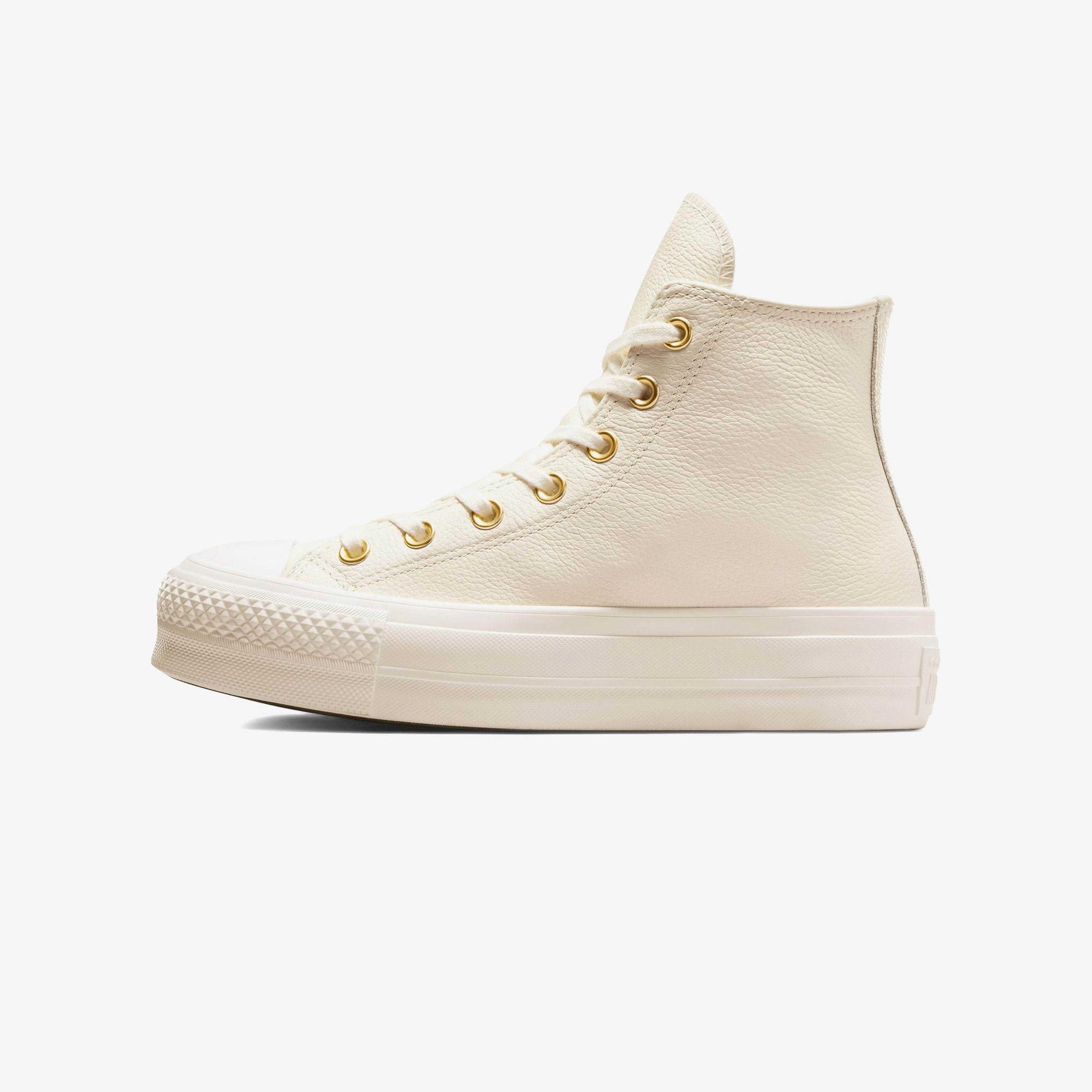 Converse Chuck Taylor All Star Lift Kadın Krem Deri Platform Sneaker