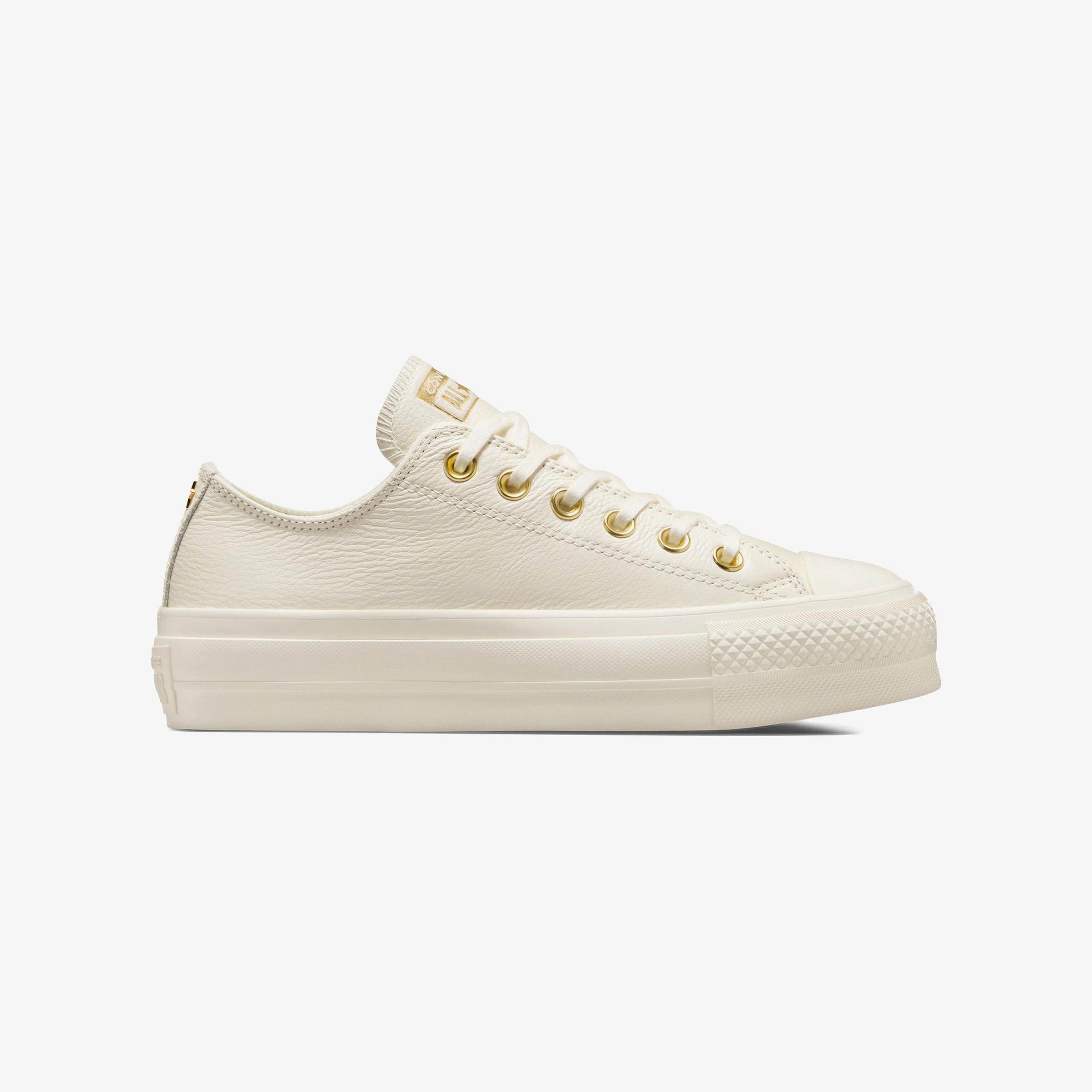 Converse Chuck Taylor All Star Lift Unisex Krem Deri Platform Sneaker