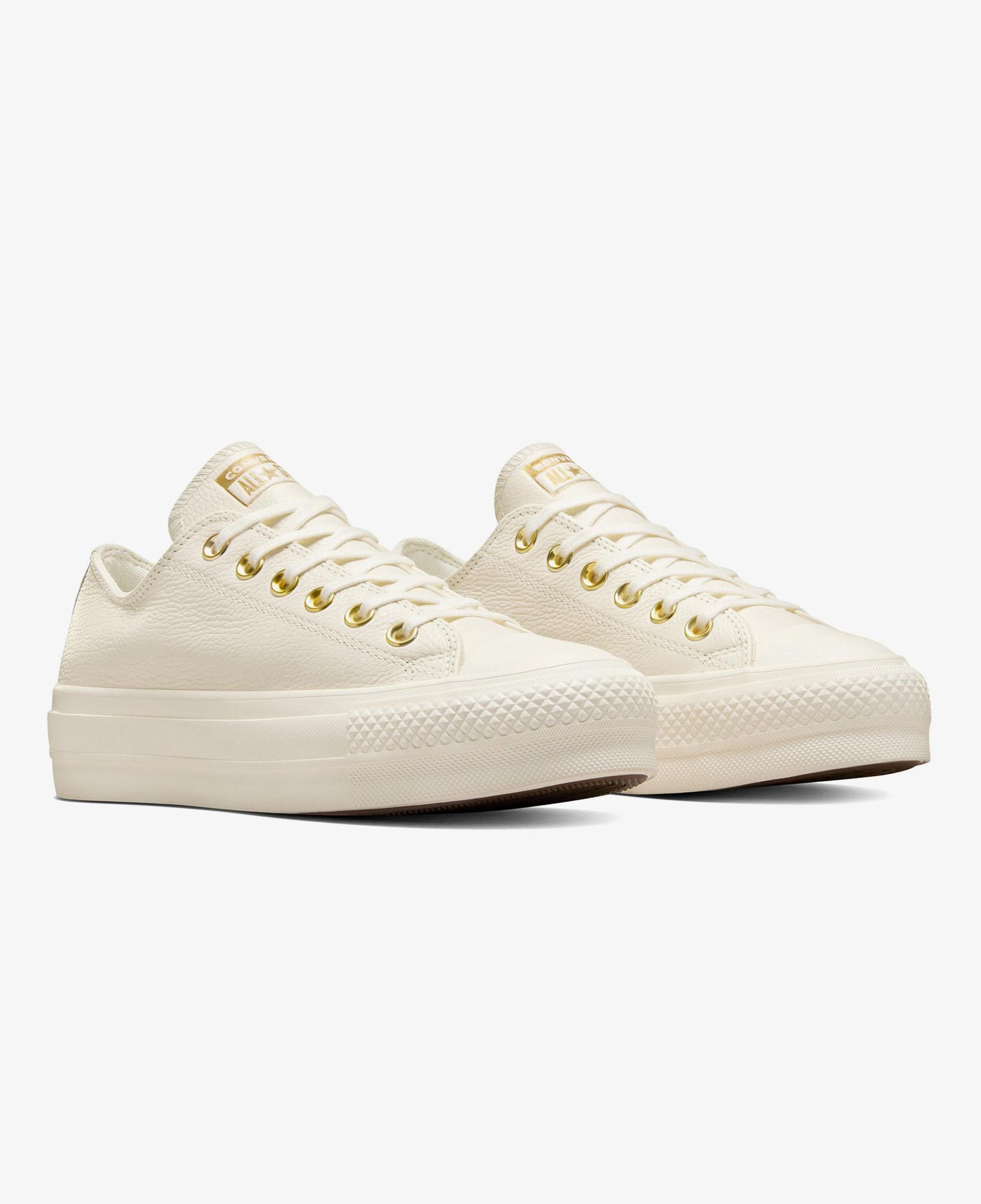 Converse Chuck Taylor All Star Lift Unisex Krem Deri Platform Sneaker