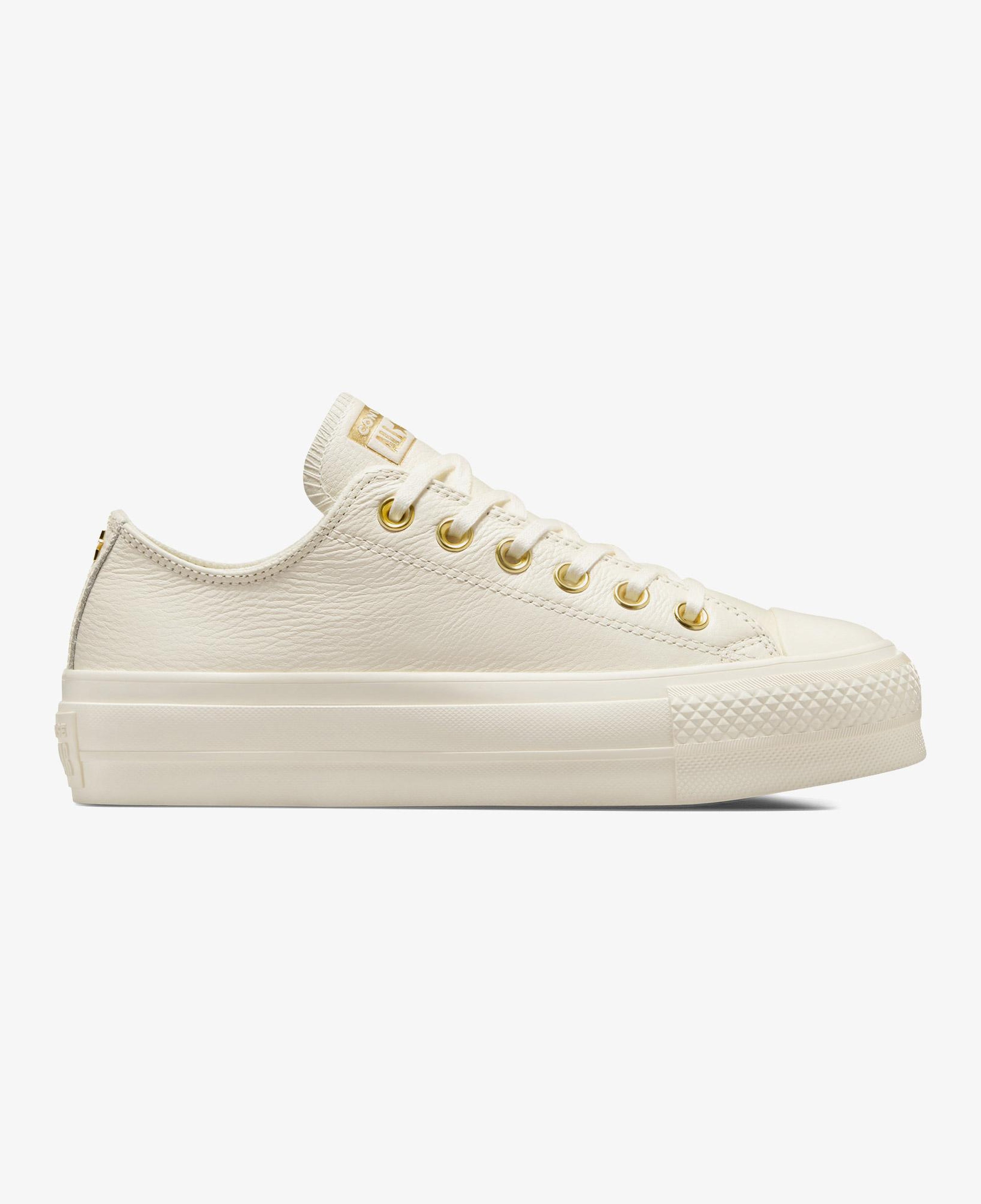 Converse Chuck Taylor All Star Lift Unisex Krem Deri Platform Sneaker