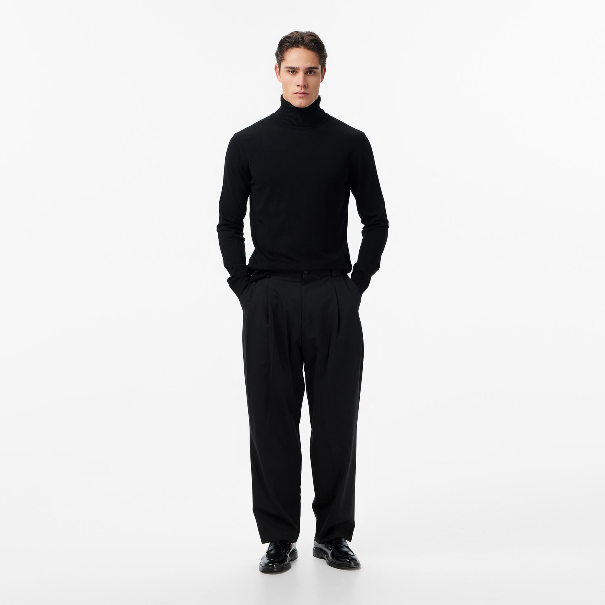 Les Benjamins Classic Fit Erkek Siyah Triko