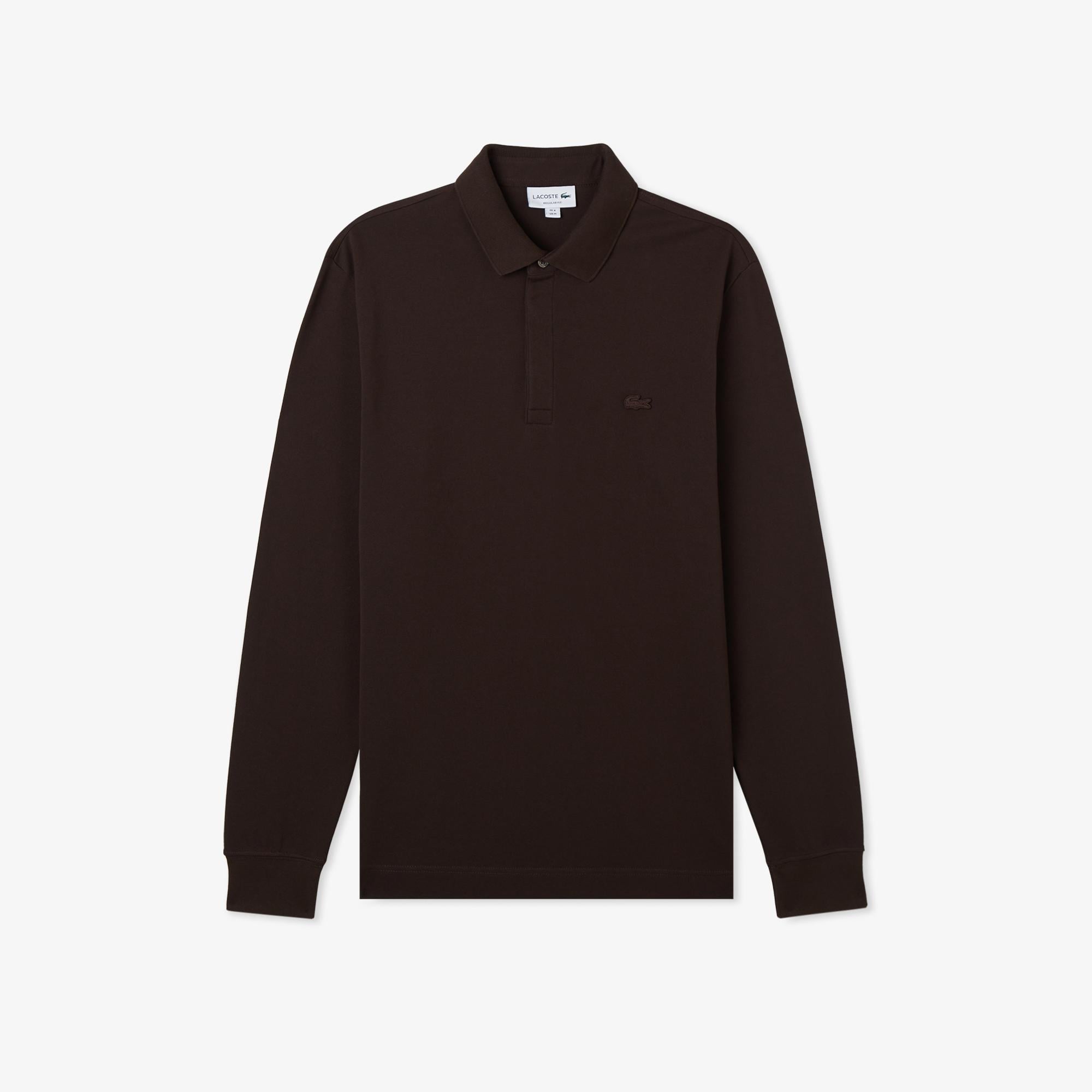 Erkek Regular Fit Uzun Kollu Kahverengi Paris Polo
