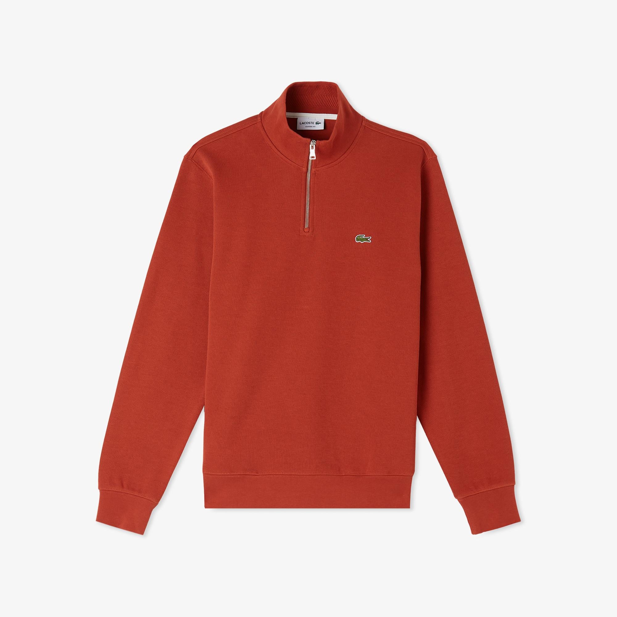 Erkek Regular Fit Yarım Fermuarlı Kahverengi Sweatshirt