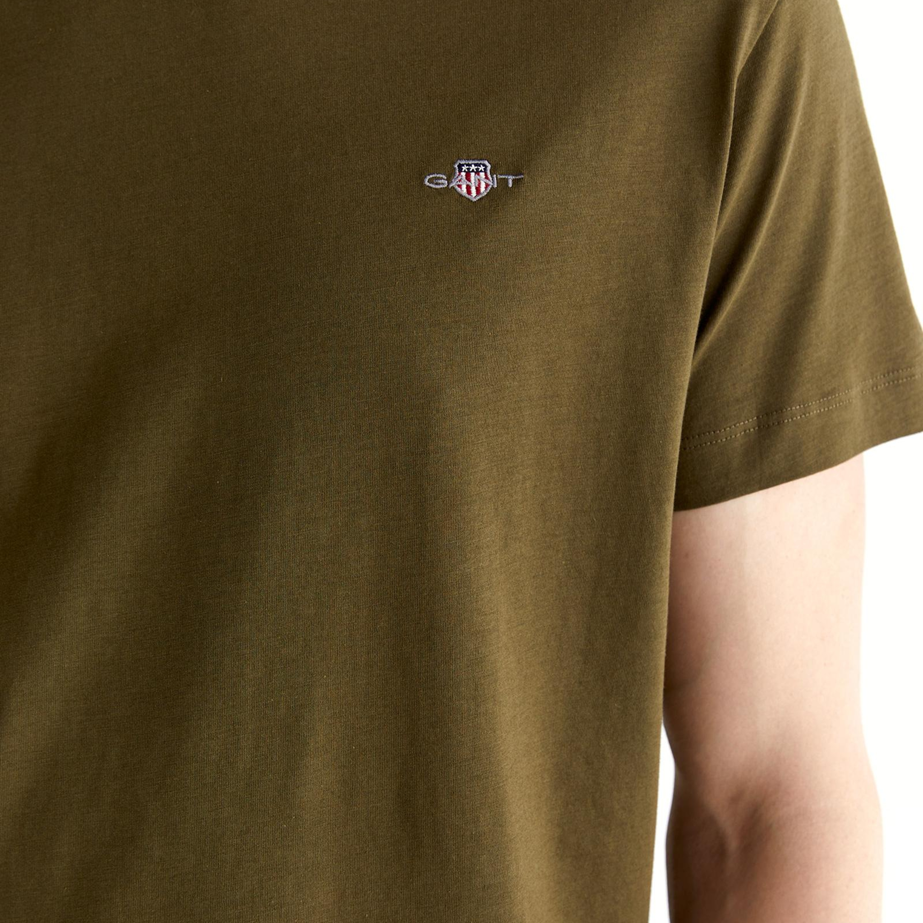 GANT Erkek Yeşil Regular Fit Bisiklet Yaka T-Shirt