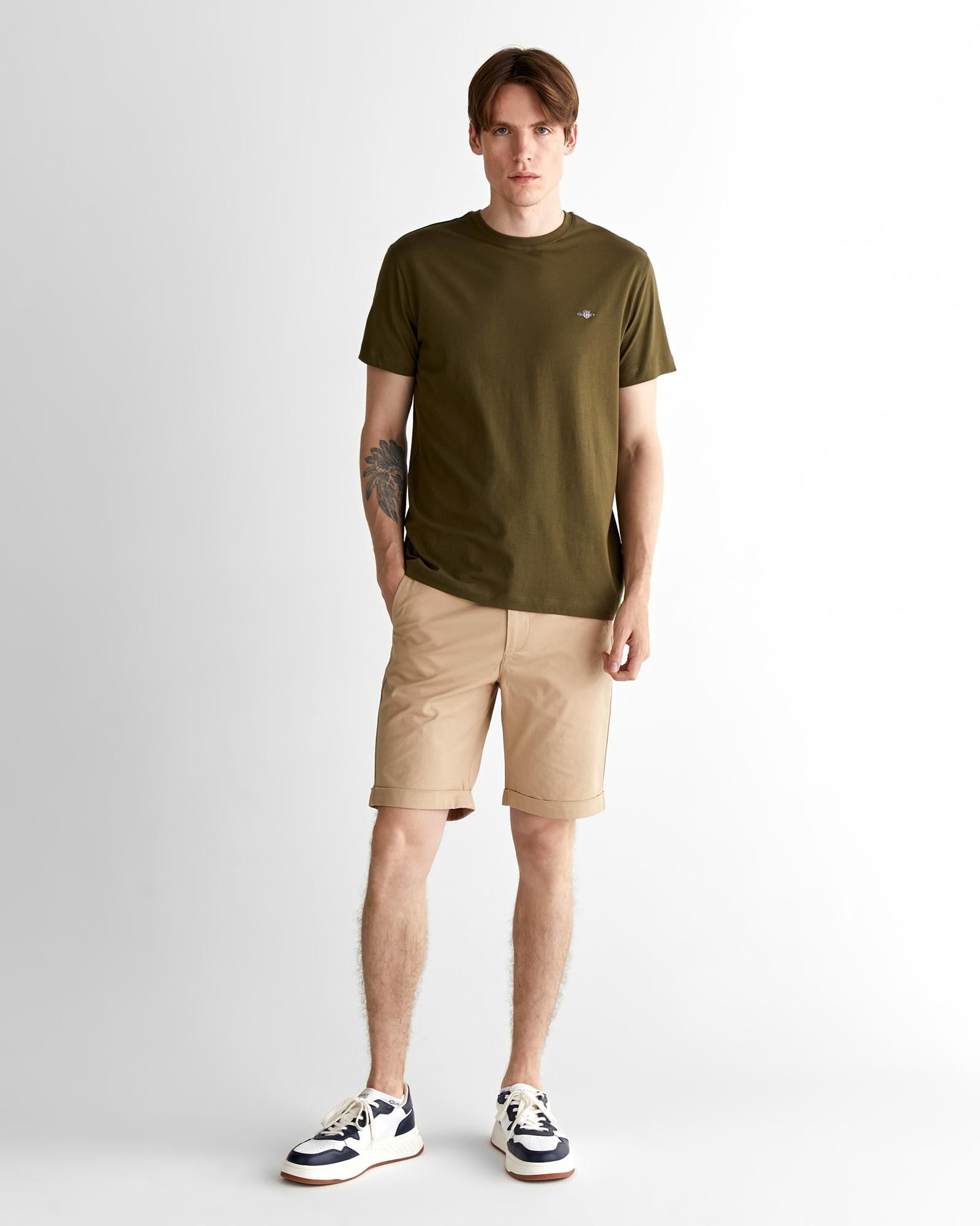 GANT Erkek Yeşil Regular Fit Bisiklet Yaka T-Shirt