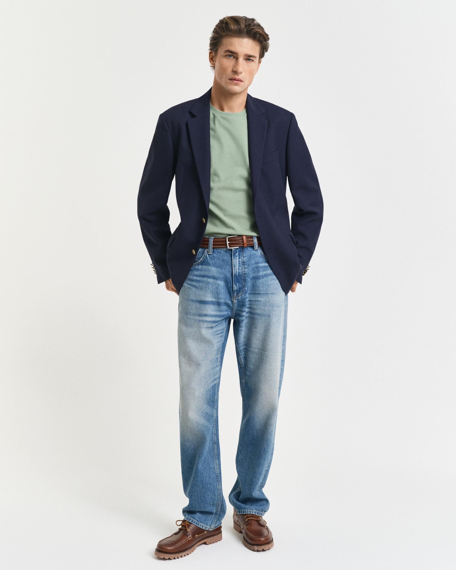 GANT Erkek Yeşil Slim Fit Bisiklet Yaka T-Shirt