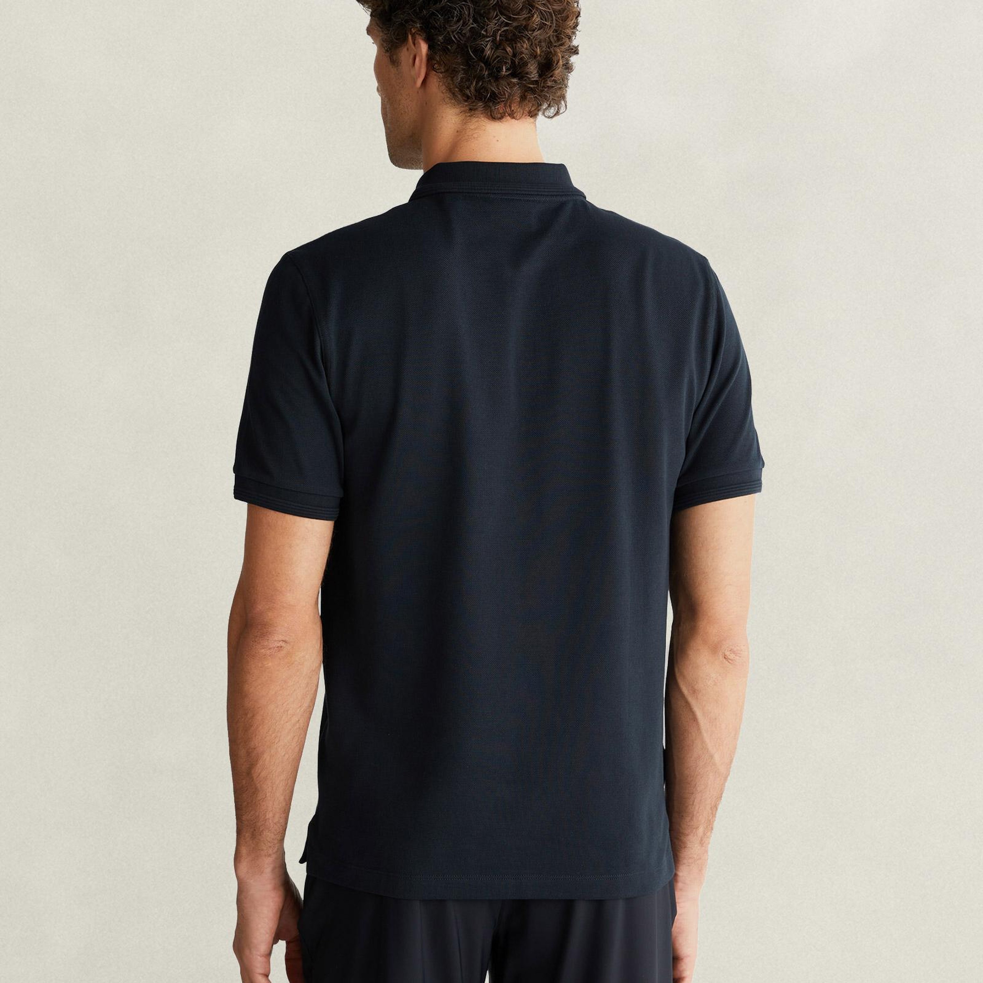 GANT Erkek Siyah Regular Fit Yarım Fermuarlı Polo Yaka T-Shirt