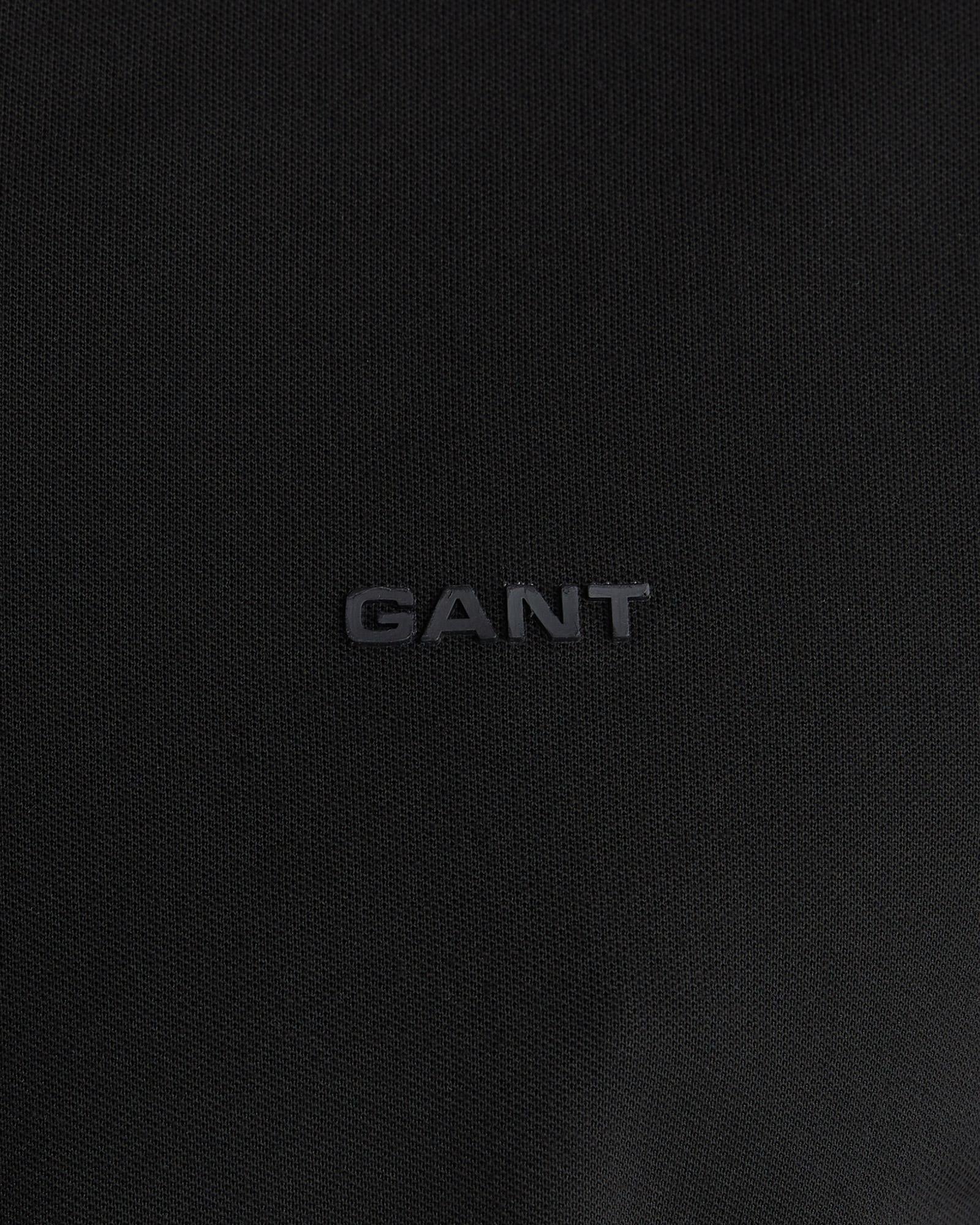 GANT Erkek Siyah Regular Fit Yarım Fermuarlı Polo Yaka T-Shirt
