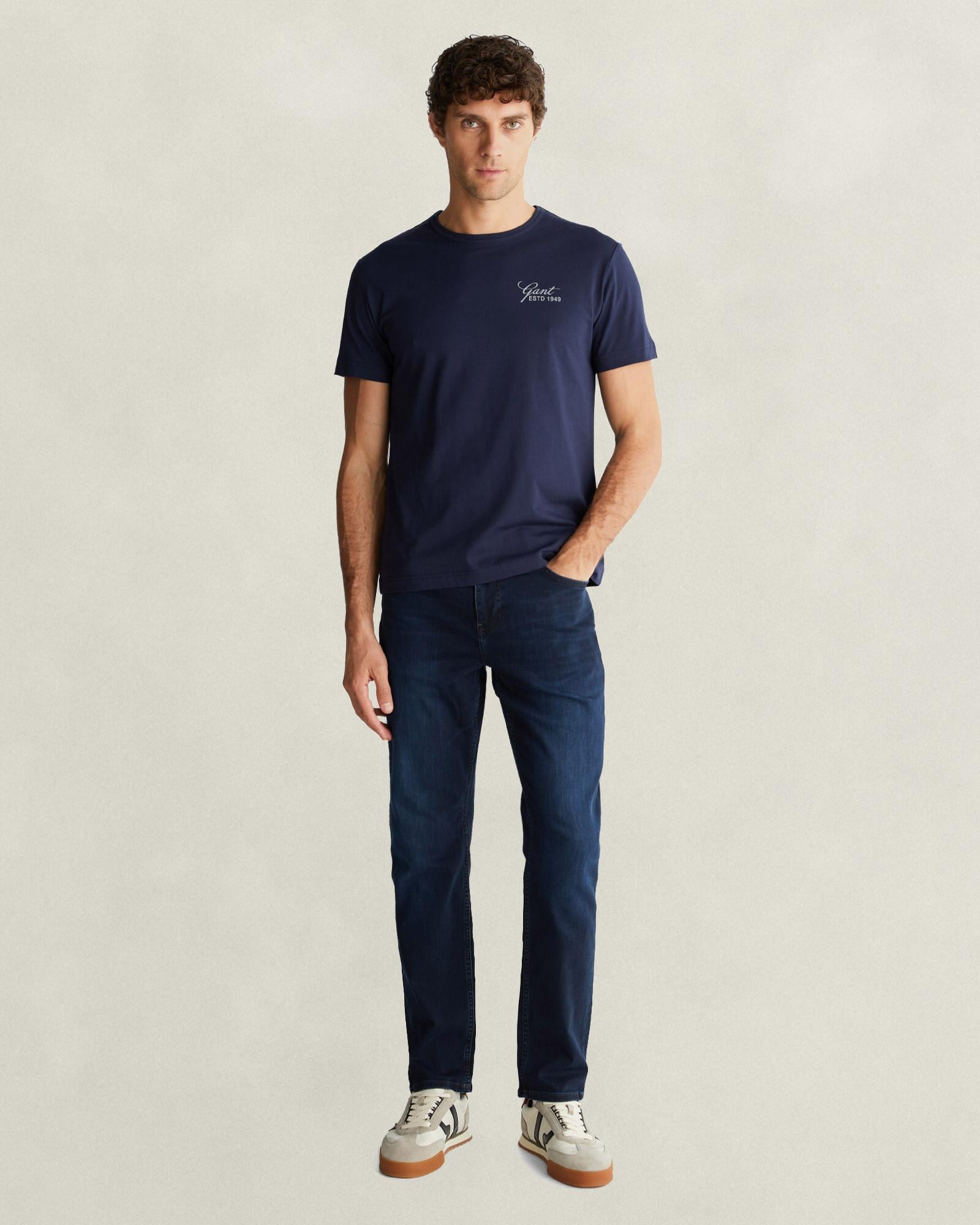 GANT Erkek Lacivert Regular Fit Logolu Jean