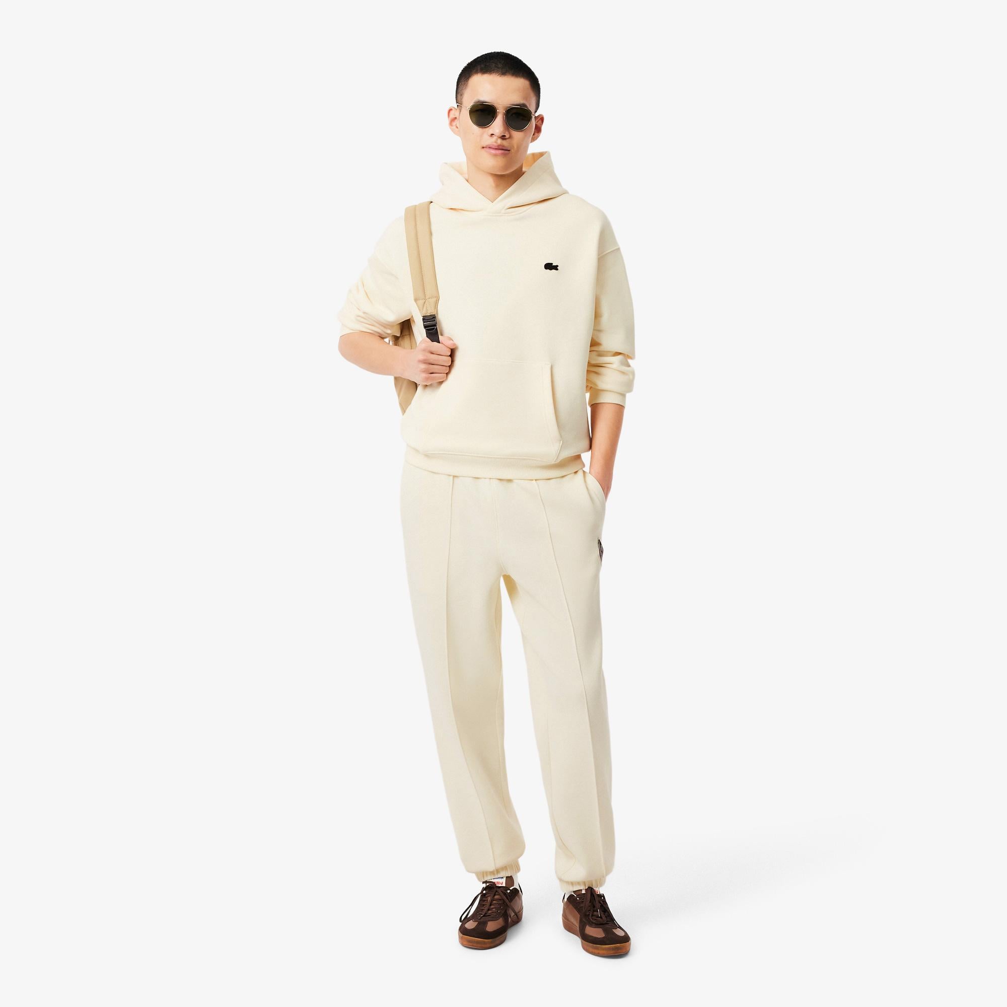 Lacoste Erkek Loose Fit Kapüşonlu Baskılı Sarı Sweatshirt