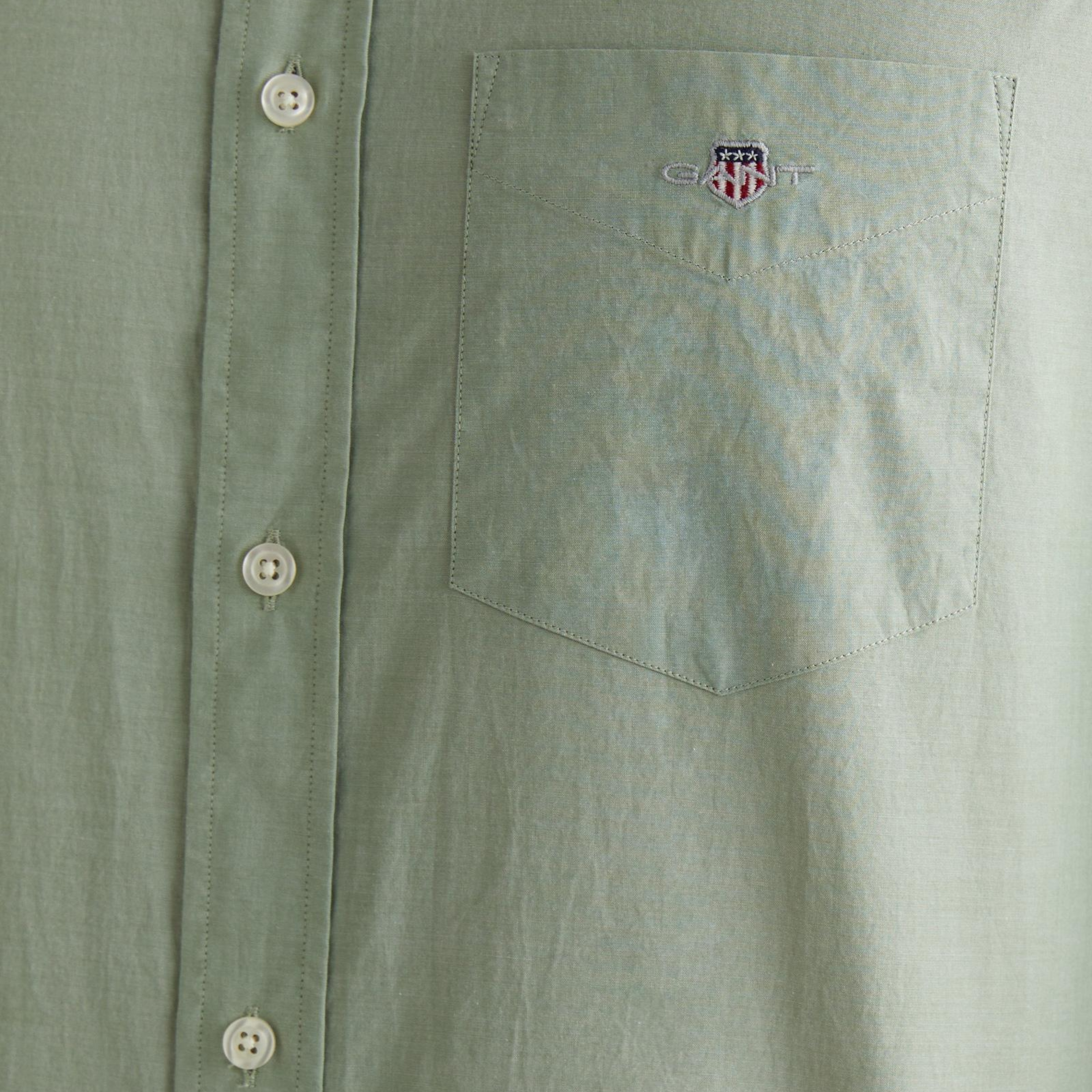 GANT Erkek Yeşil Regular Fit Düğmeli Yaka Poplin Gömlek