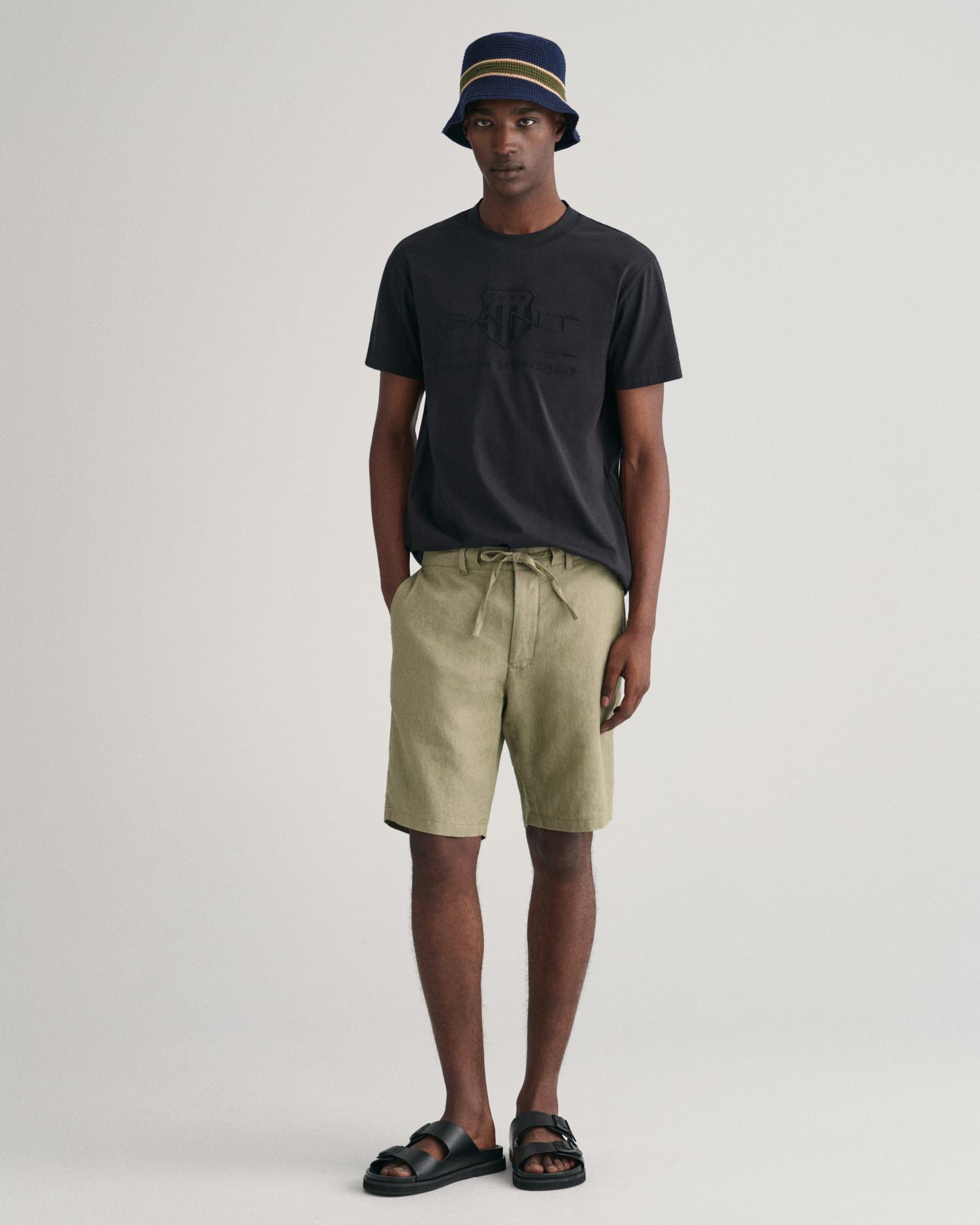 GANT Erkek Yeşil Relaxed Fit Keten Şort