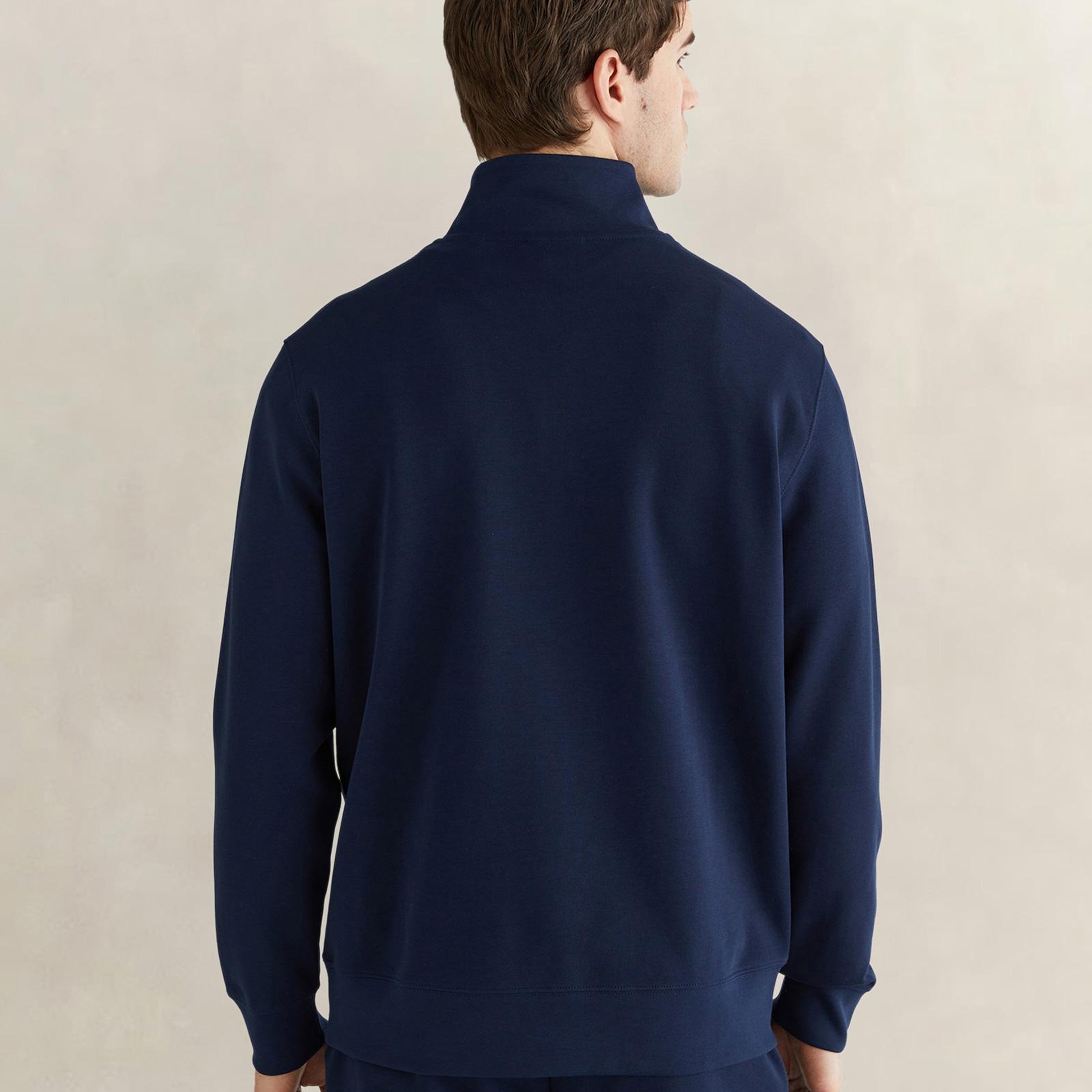 GANT Erkek Lacivert Relaxed Fit Yarım Fermuarlı Logolu Sweatshirt