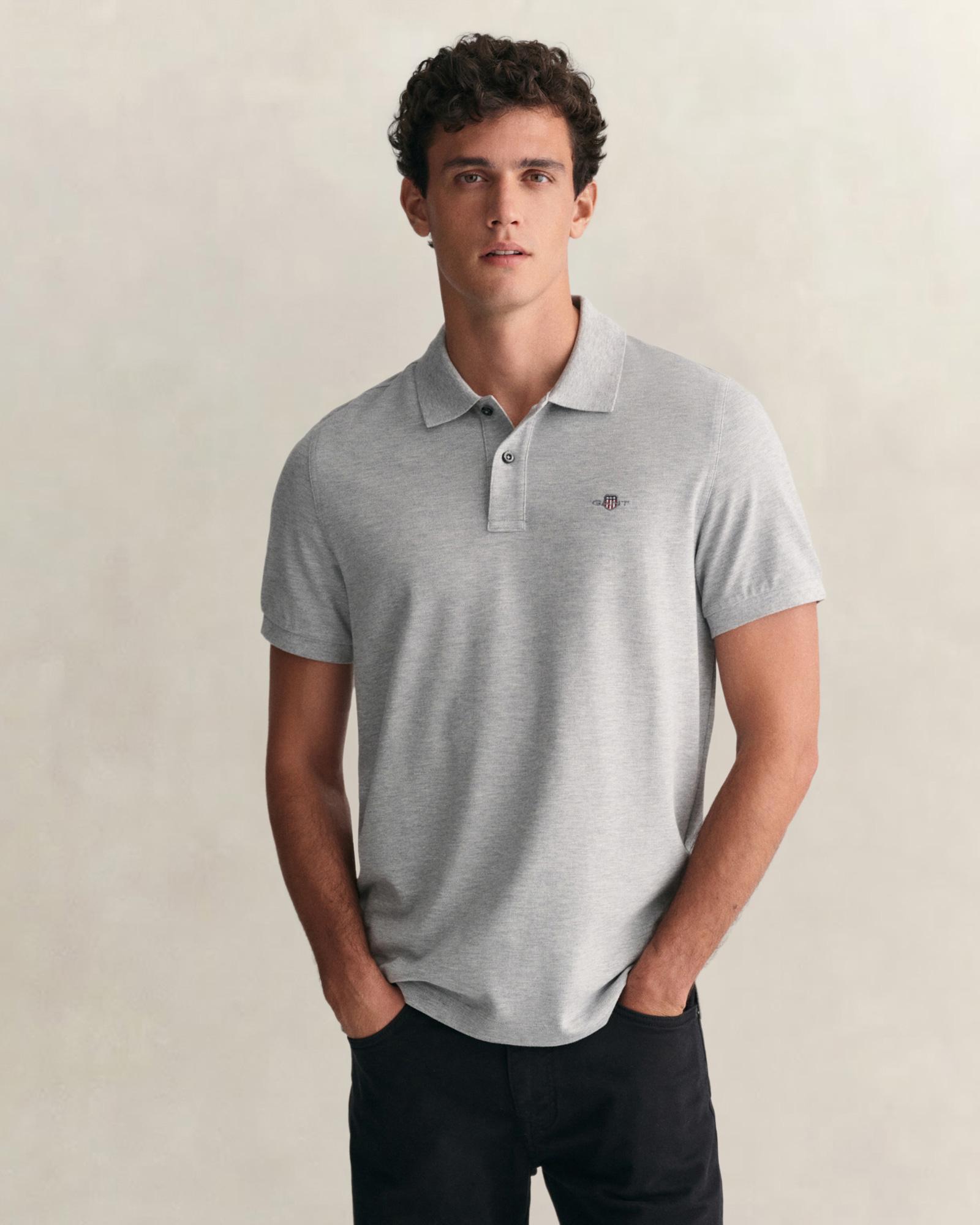 GANT Erkek Gri Regular Fit Polo