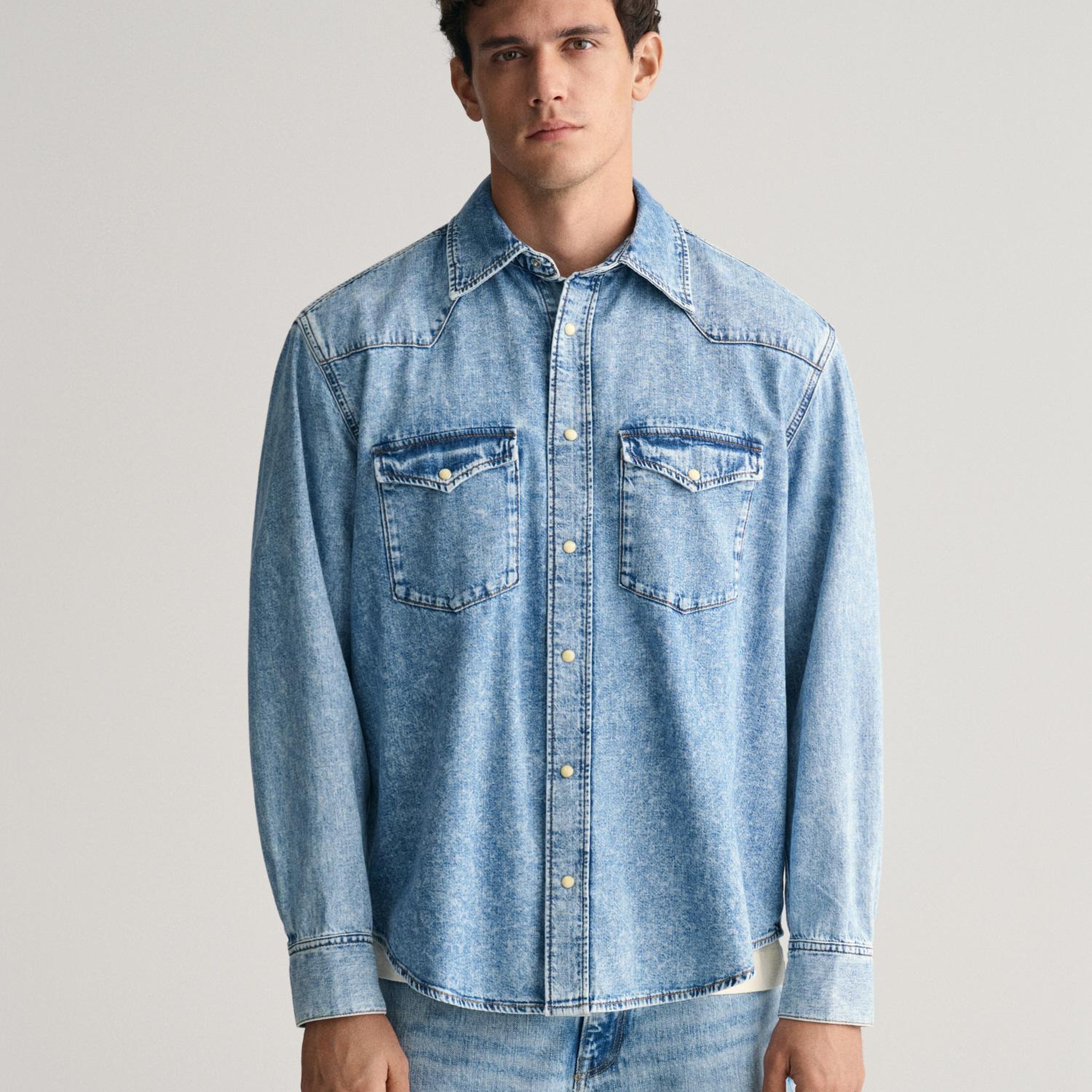 GANT Erkek Mavi Relaxed Fit Klasik Yaka Gömlek