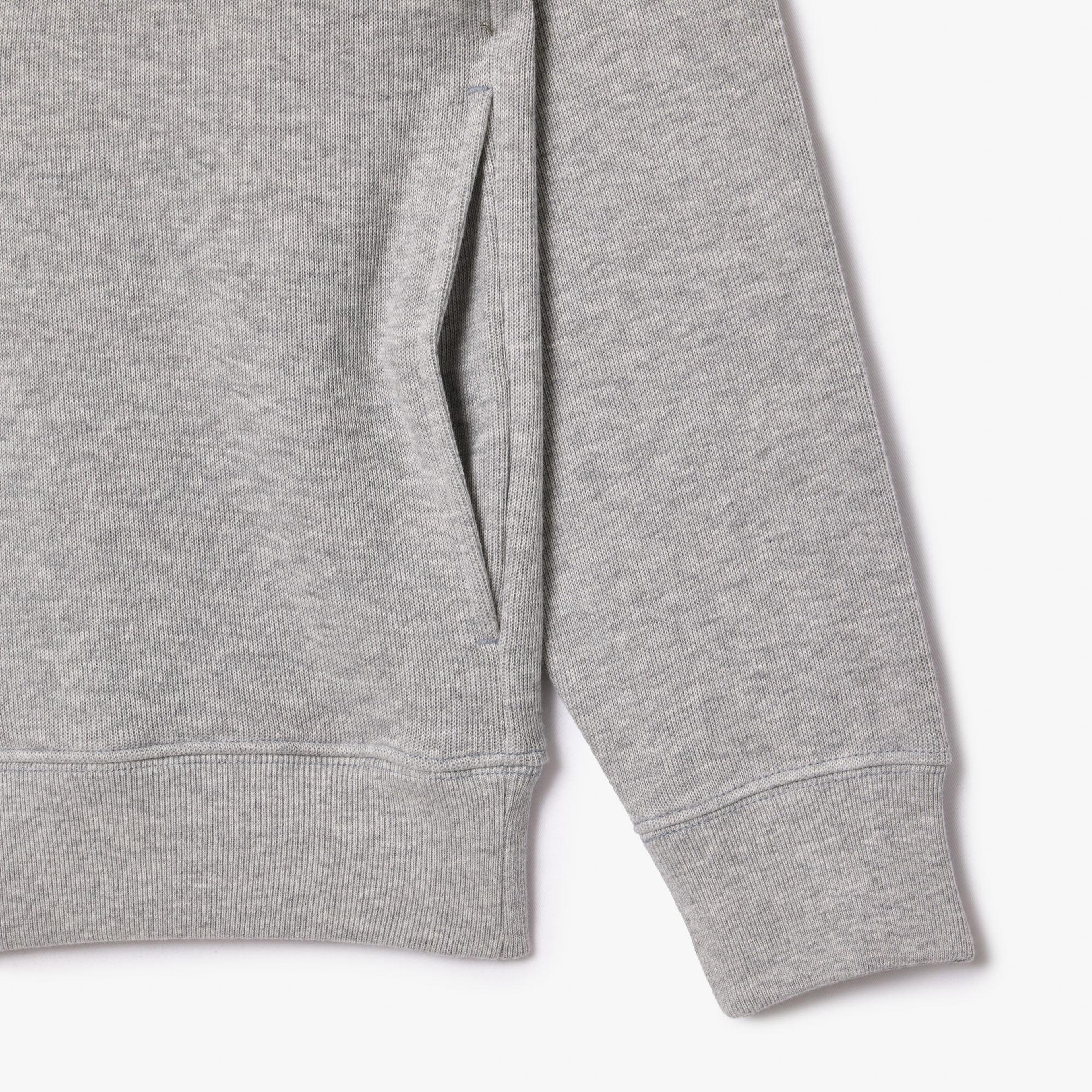 Lacoste Erkek Classic Fit Yarım Fermuarlı Gri Sweatshirt