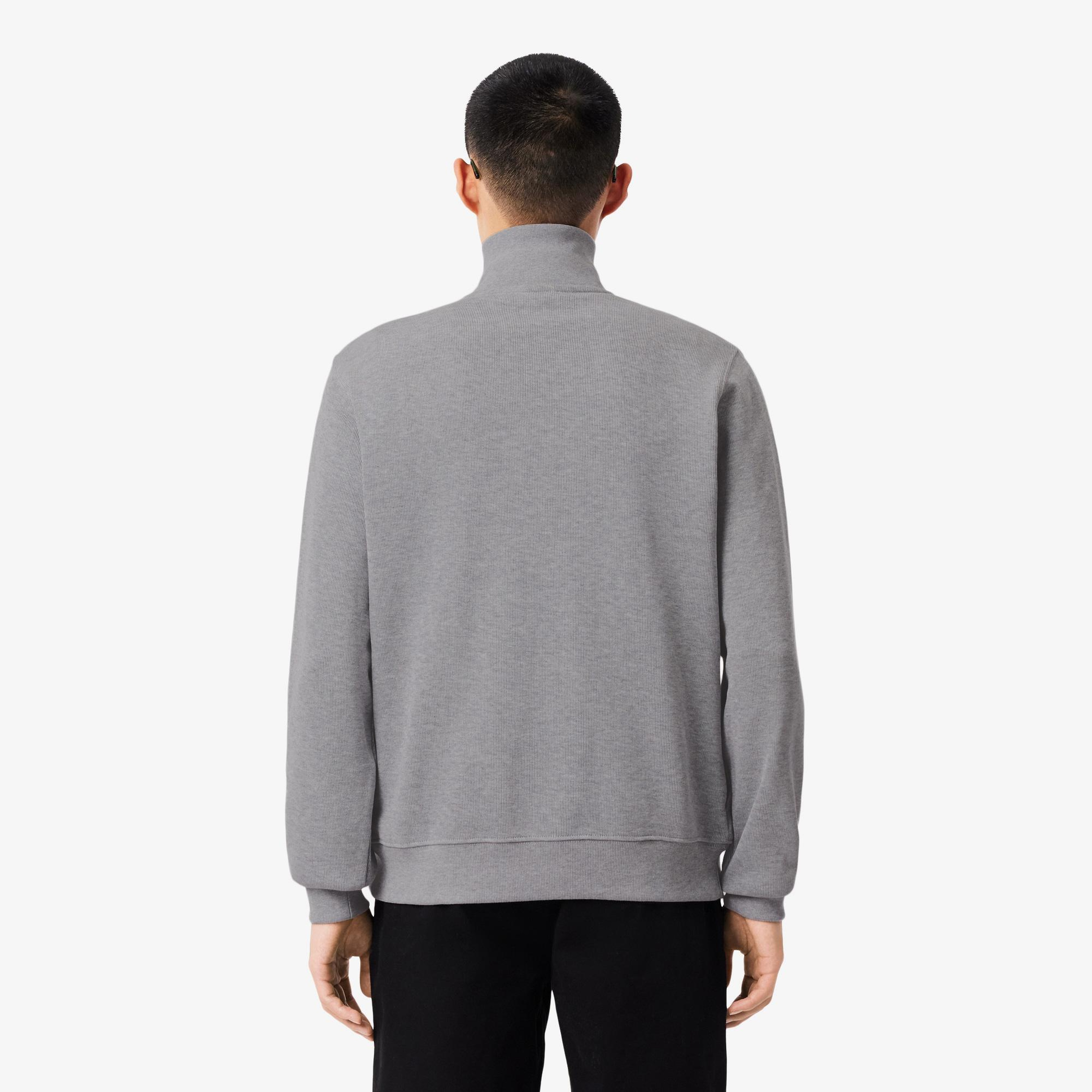 Lacoste Erkek Classic Fit Yarım Fermuarlı Gri Sweatshirt
