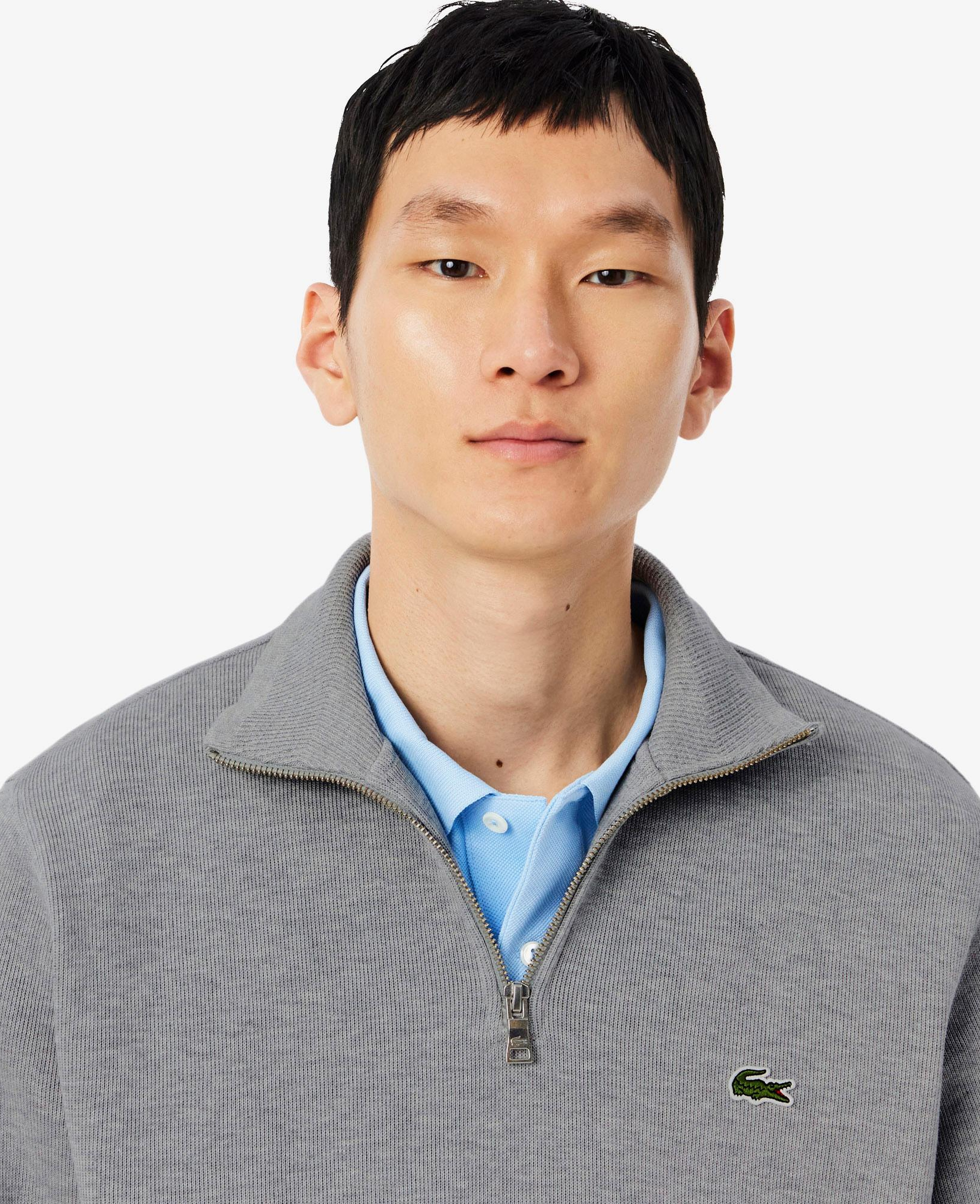 Lacoste Erkek Classic Fit Yarım Fermuarlı Gri Sweatshirt