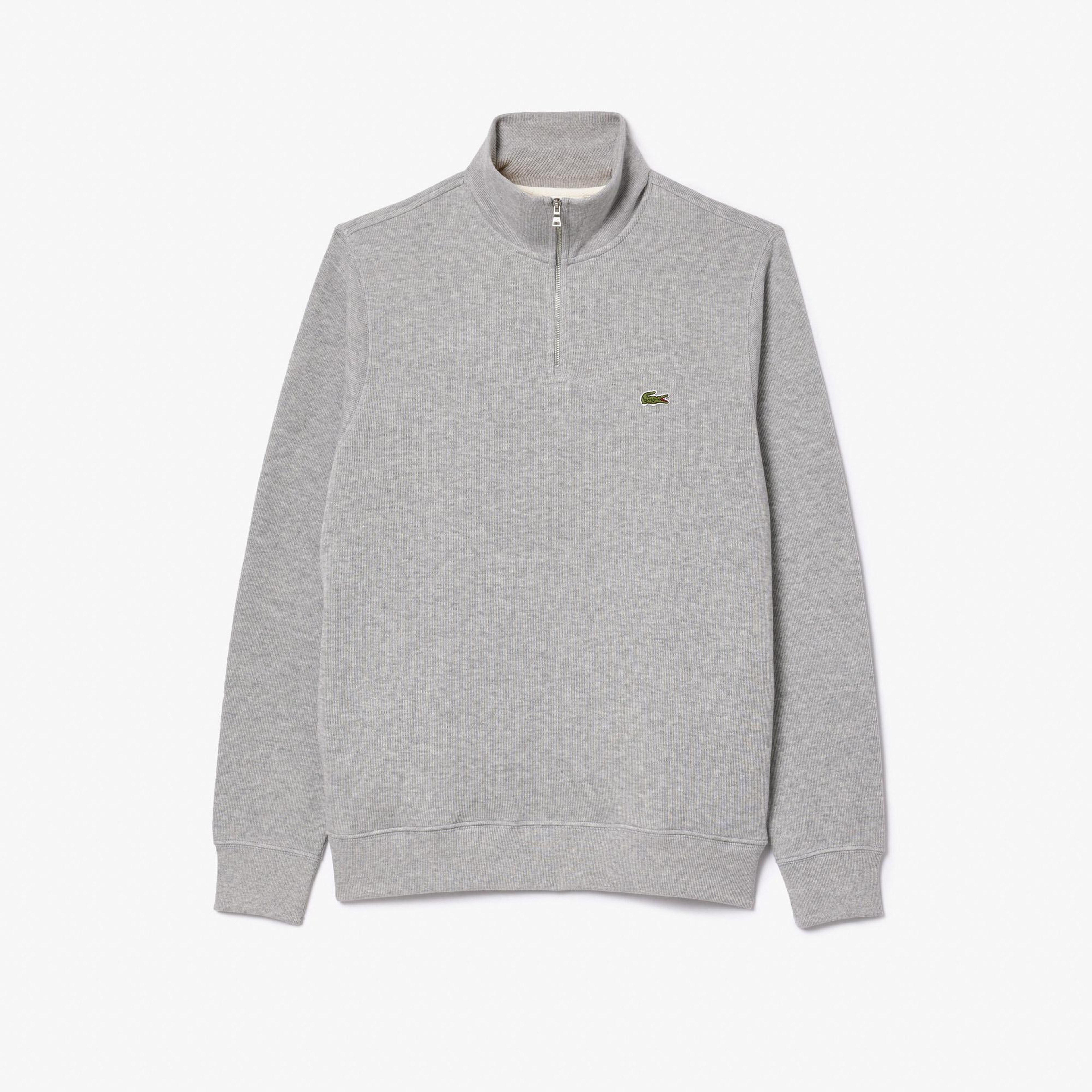 Lacoste Erkek Classic Fit Yarım Fermuarlı Gri Sweatshirt