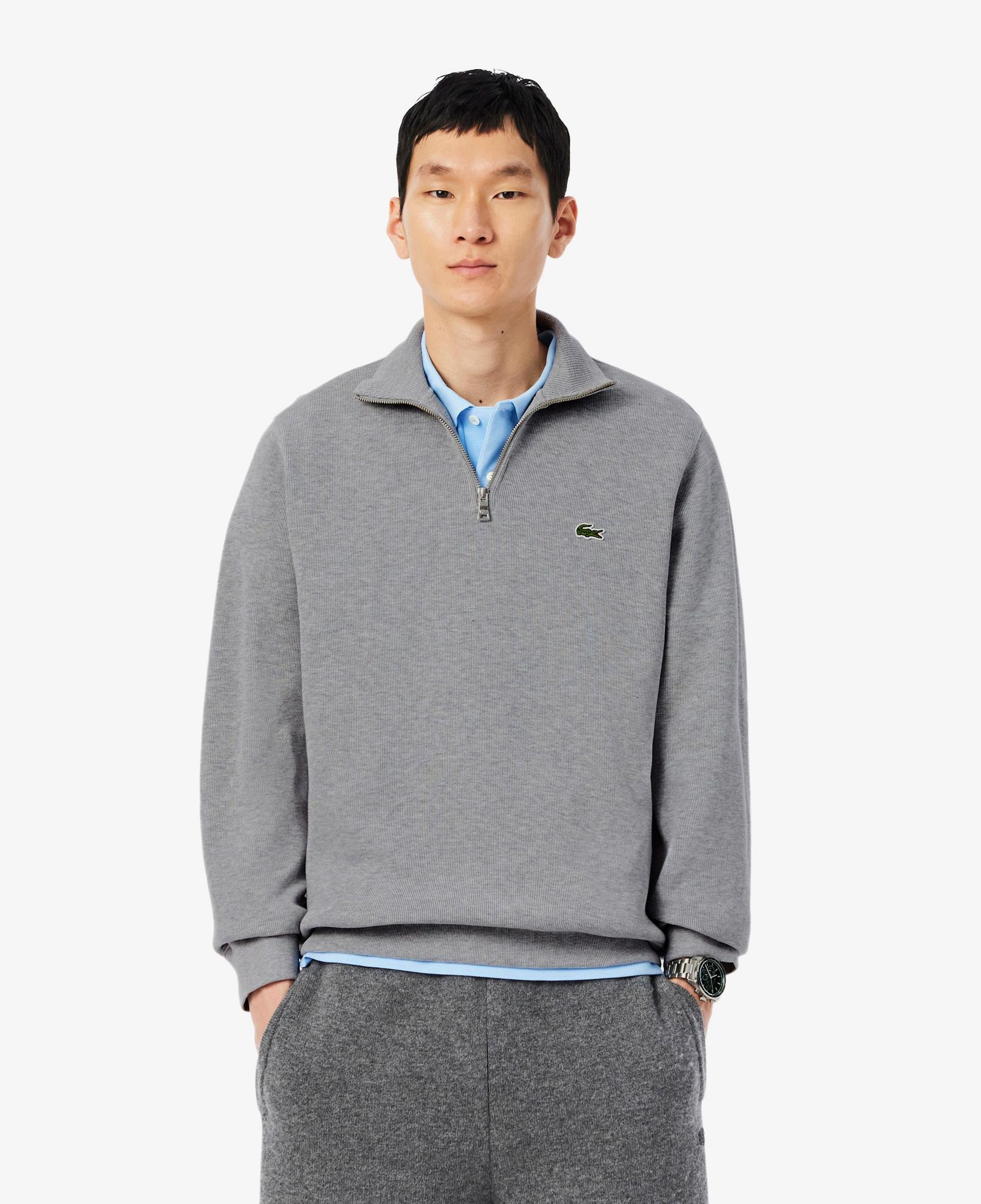 Lacoste Erkek Classic Fit Yarım Fermuarlı Gri Sweatshirt