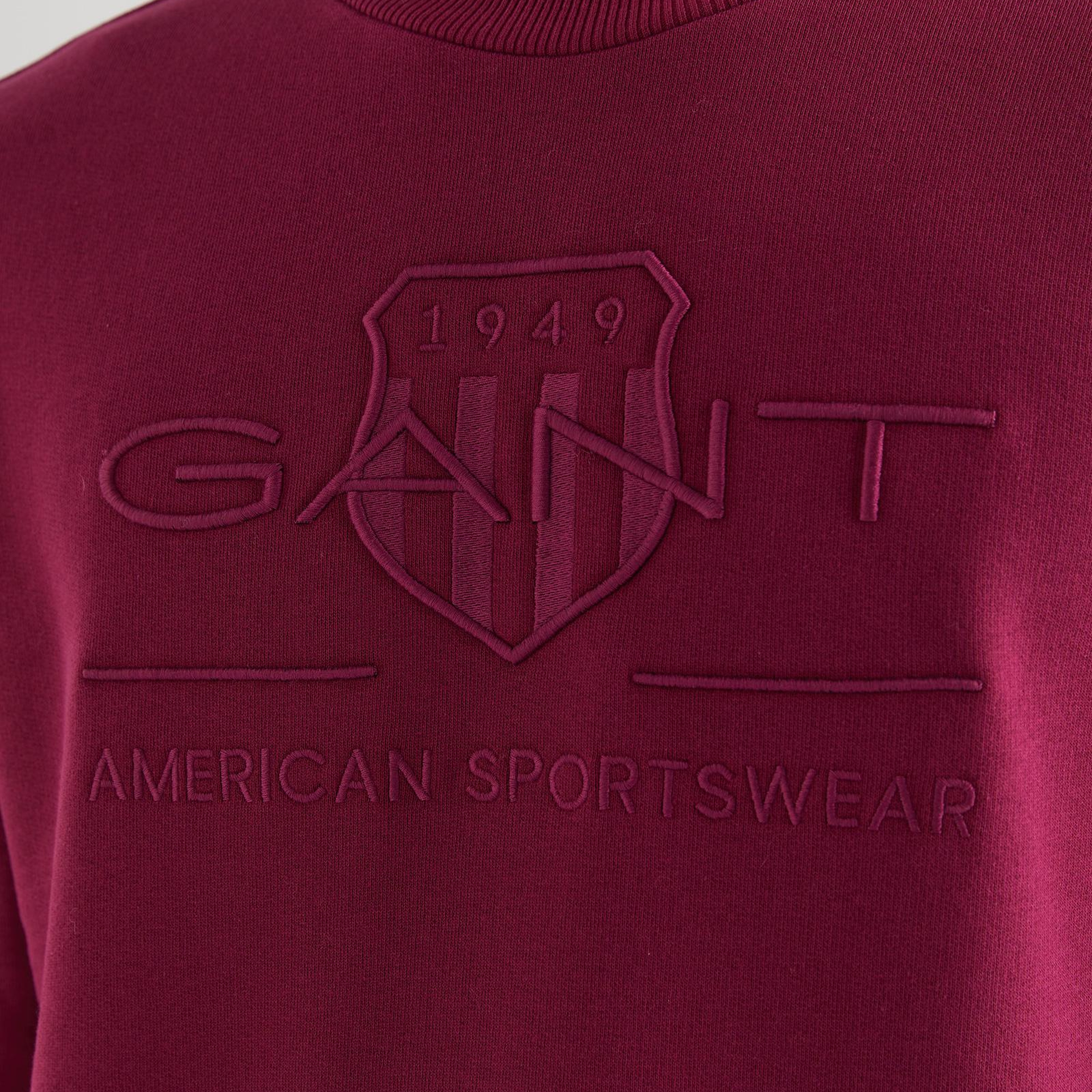 GANT Erkek Bordo Regular Fit Bisiklet Yaka Logolu Sweatshirt