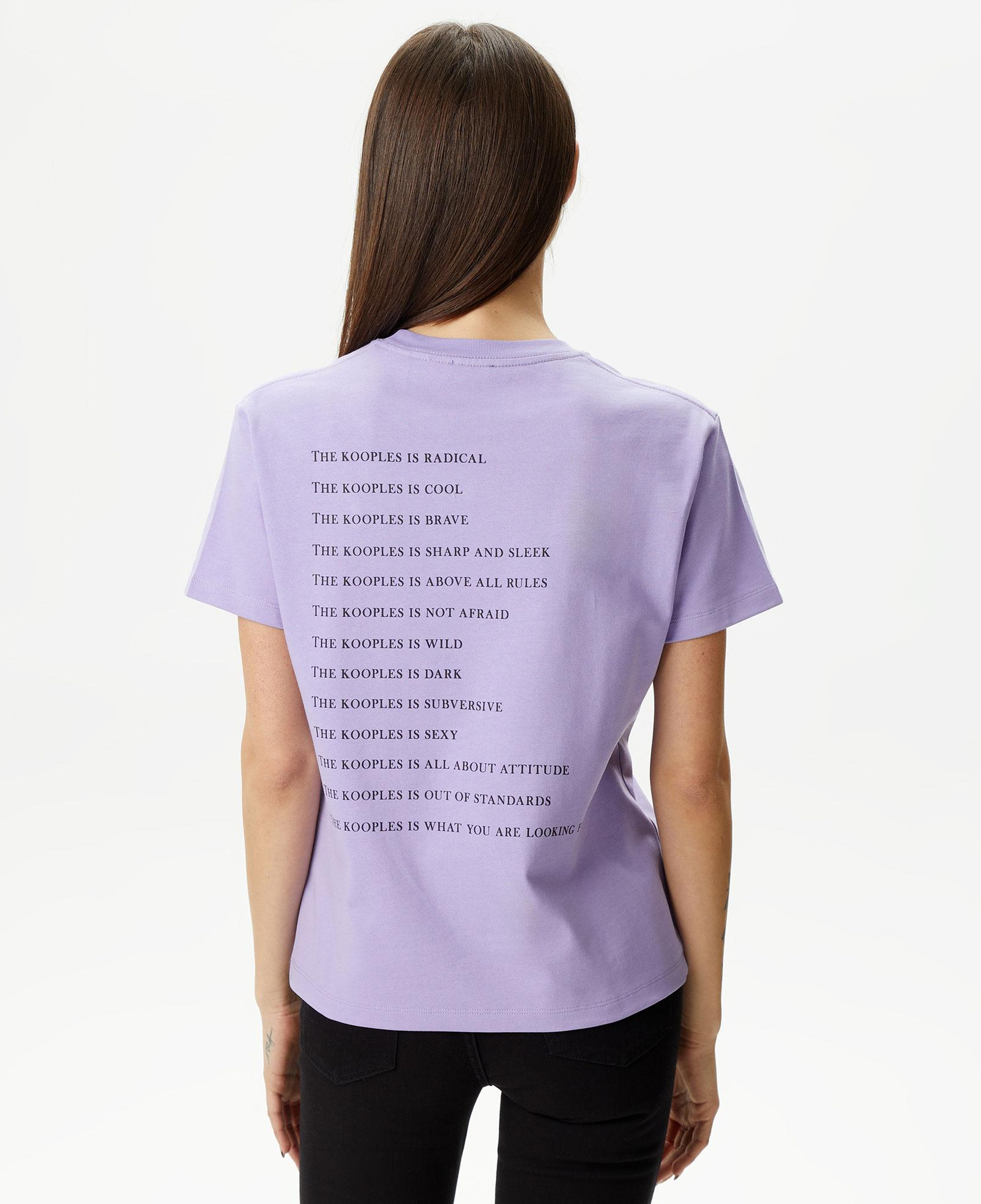 Kadın Baskılı Bisiklet Yaka Mor T-shirt