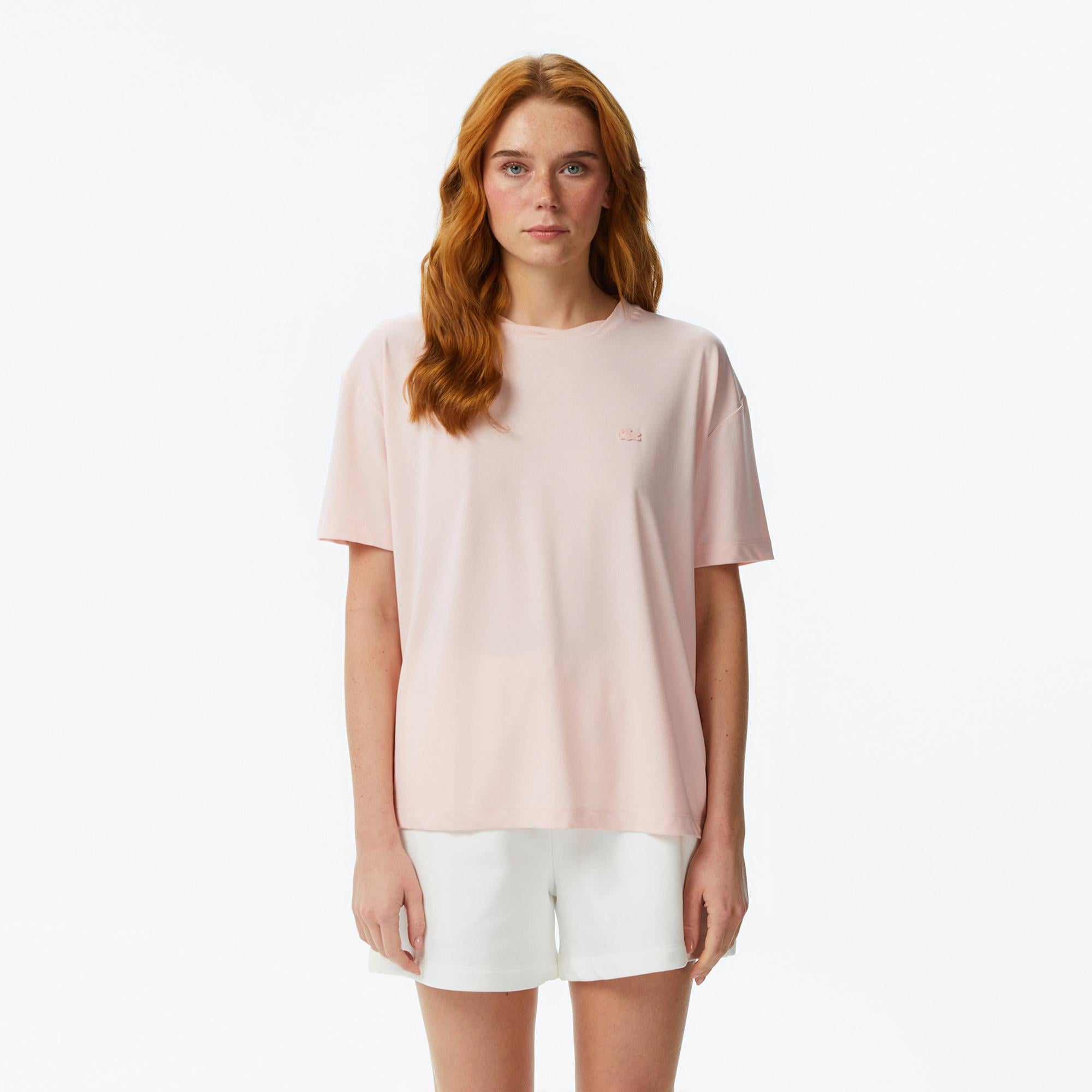 Lacoste Kadın Relaxed Fit Bisiklet Yaka Açık Pembe T-Shirt