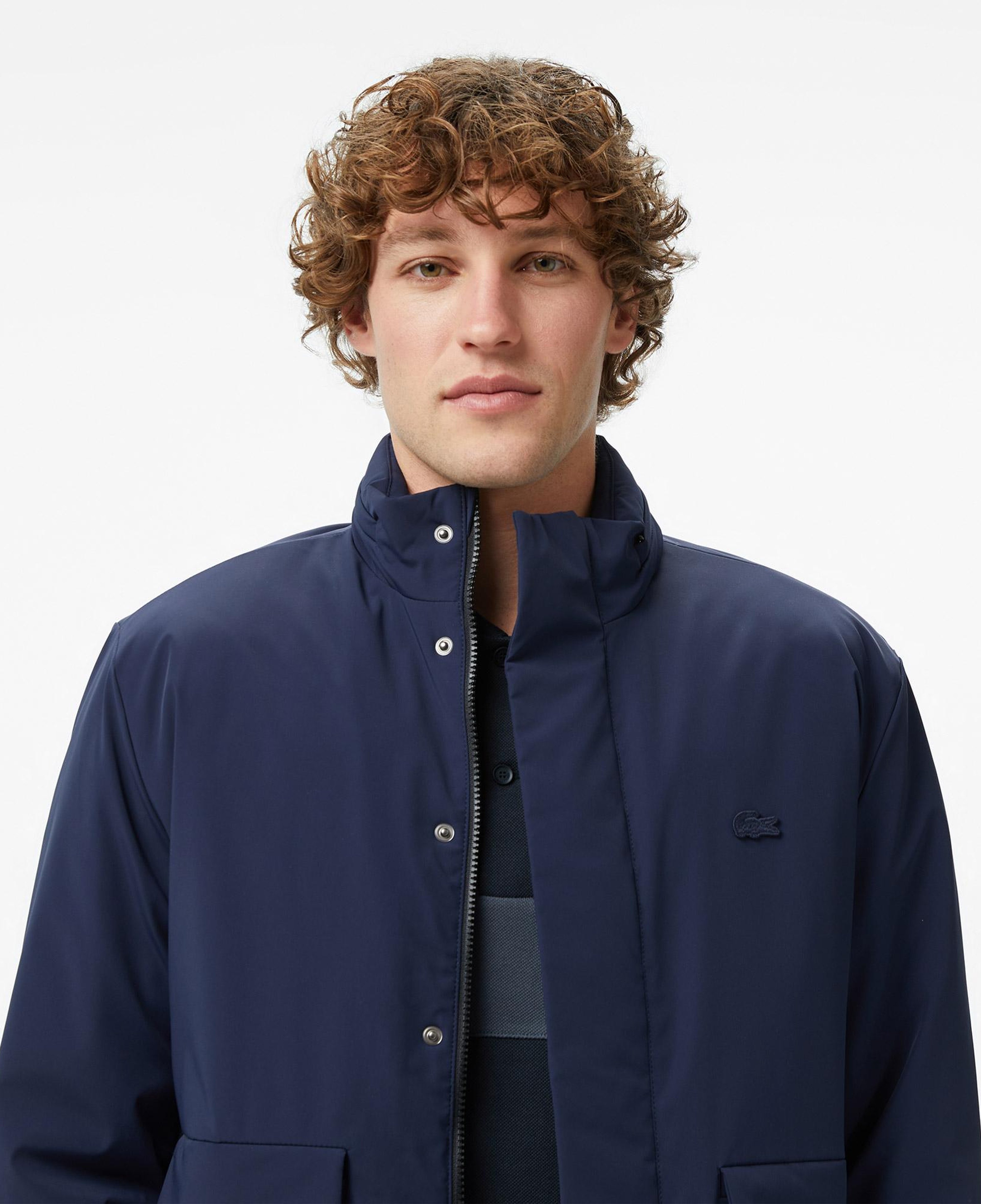 Erkek Relaxed Fit Dik Yaka Lacivert Mont