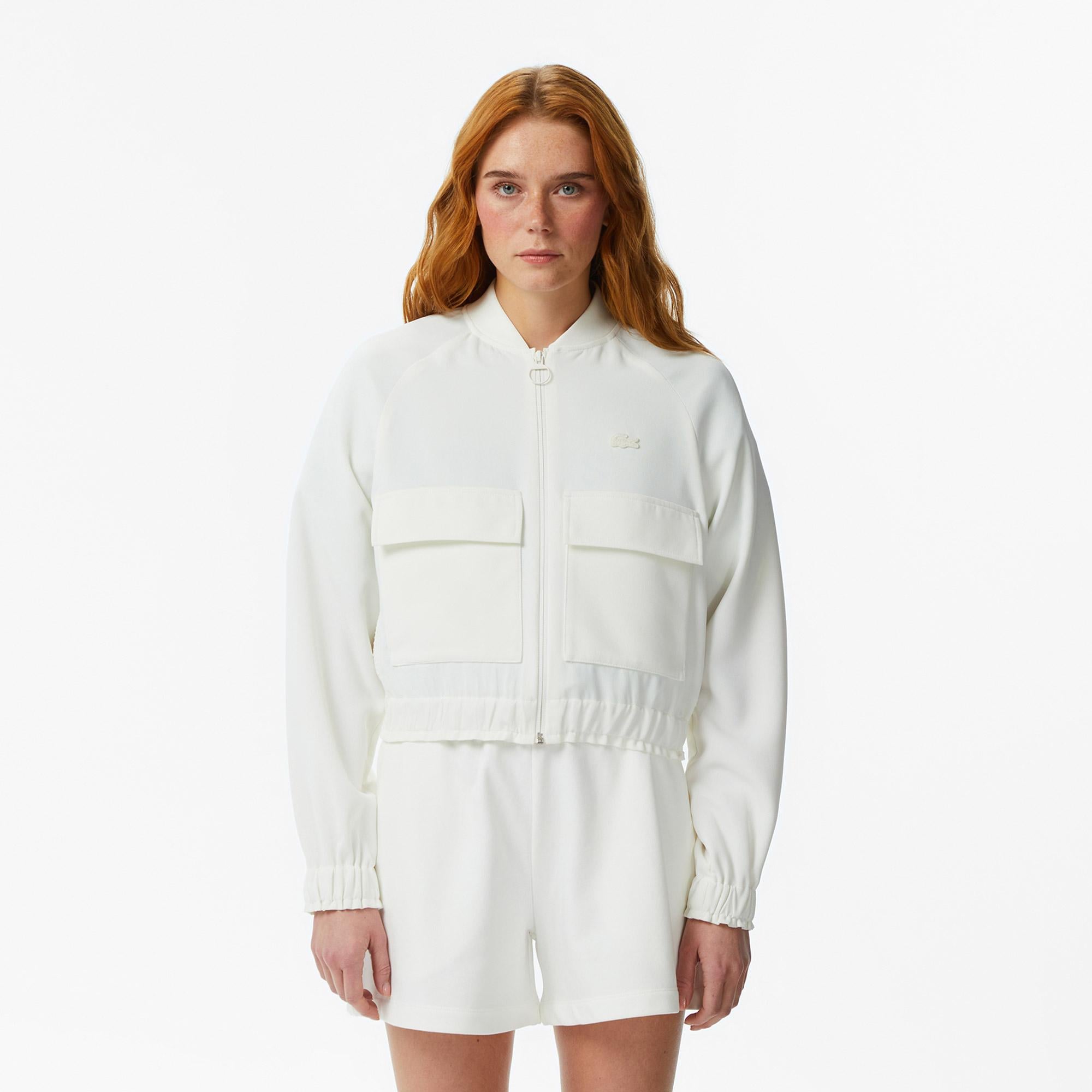 Lacoste Kadın Regular Fit Fermuarlı Krem Ceket