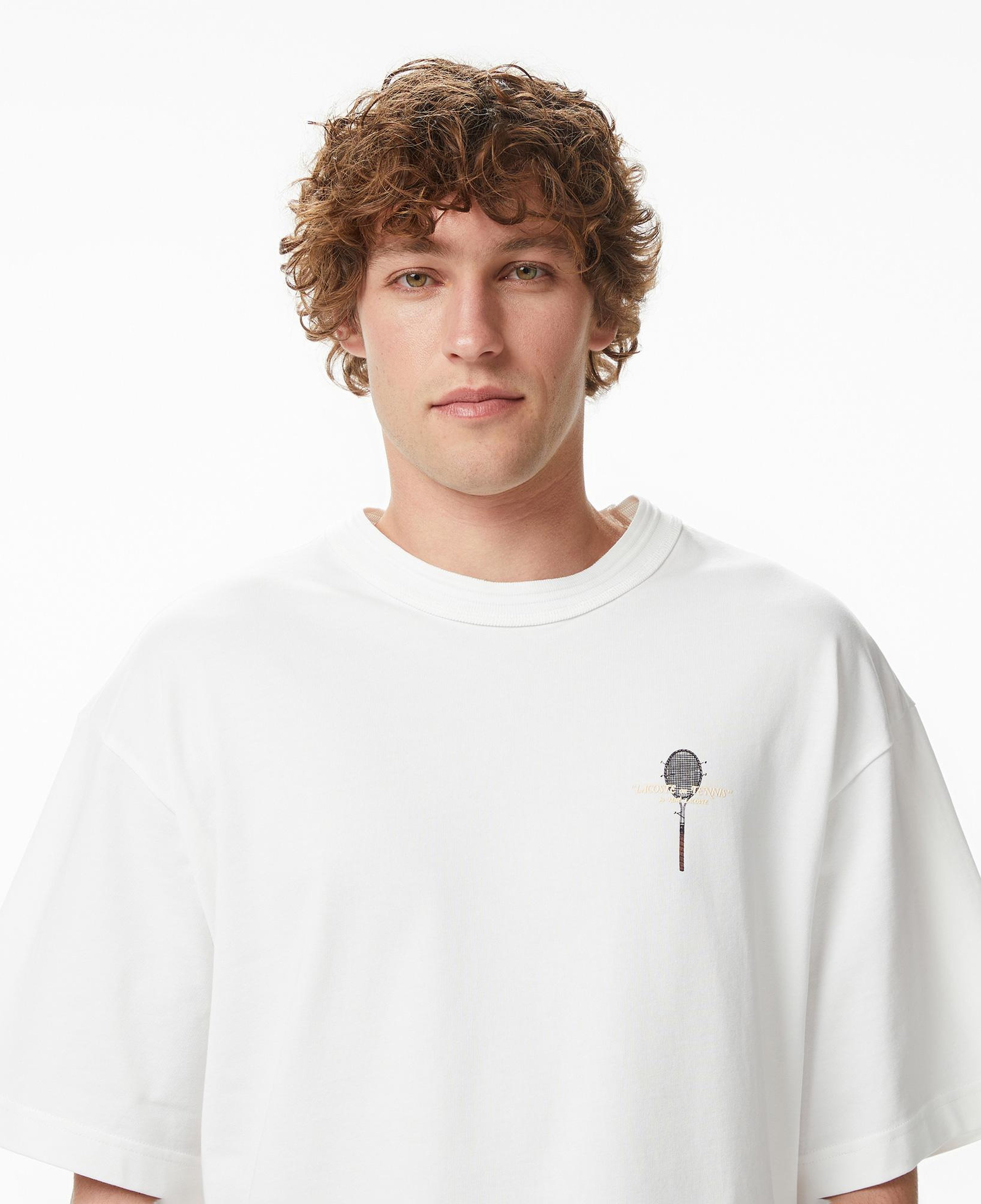 Erkek Loose Fit Bisiklet Yaka Beyaz T-Shirt