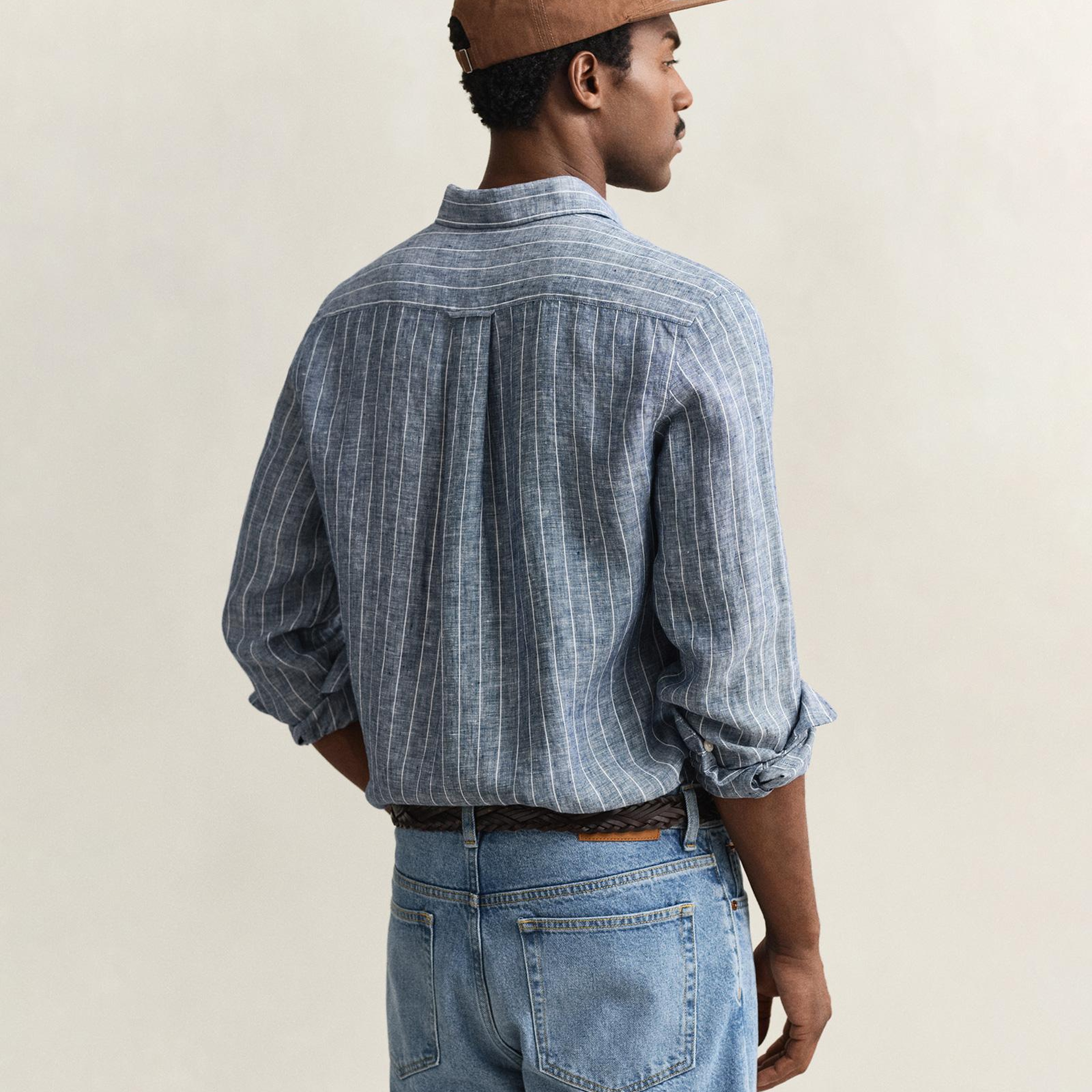 GANT Erkek Mavi Regular Fit Çizgili Gömlek