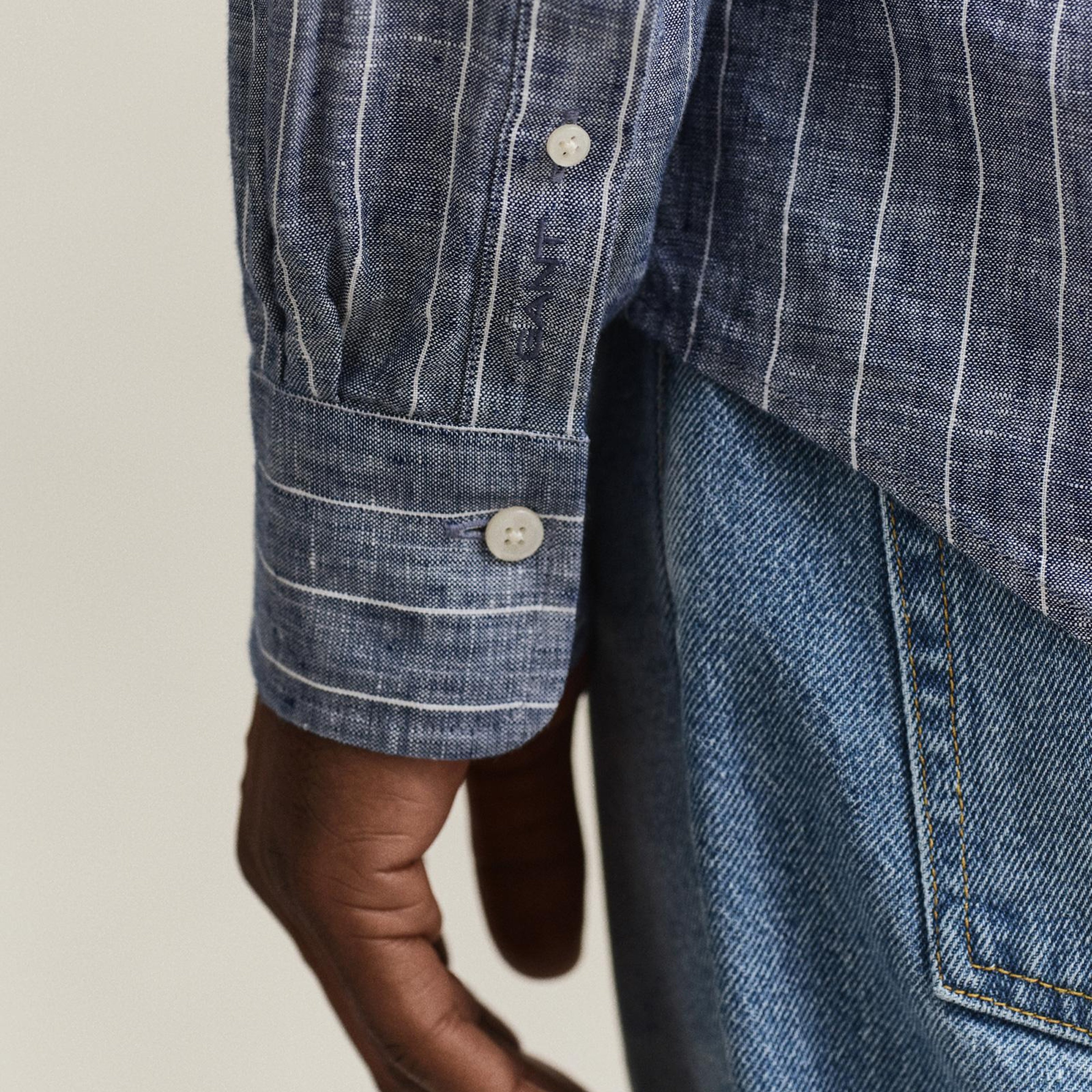 GANT Erkek Mavi Regular Fit Çizgili Gömlek