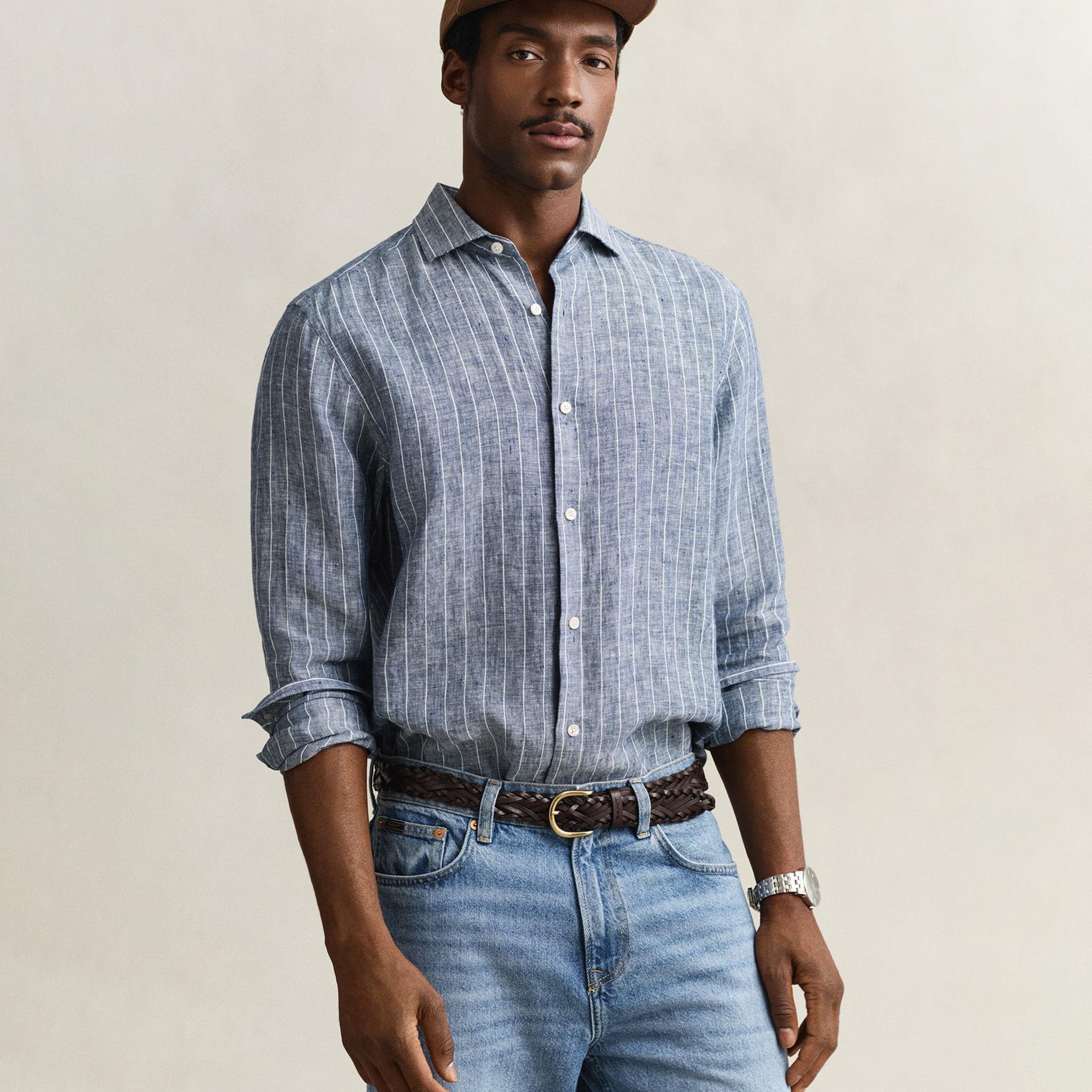 GANT Erkek Mavi Regular Fit Çizgili Gömlek