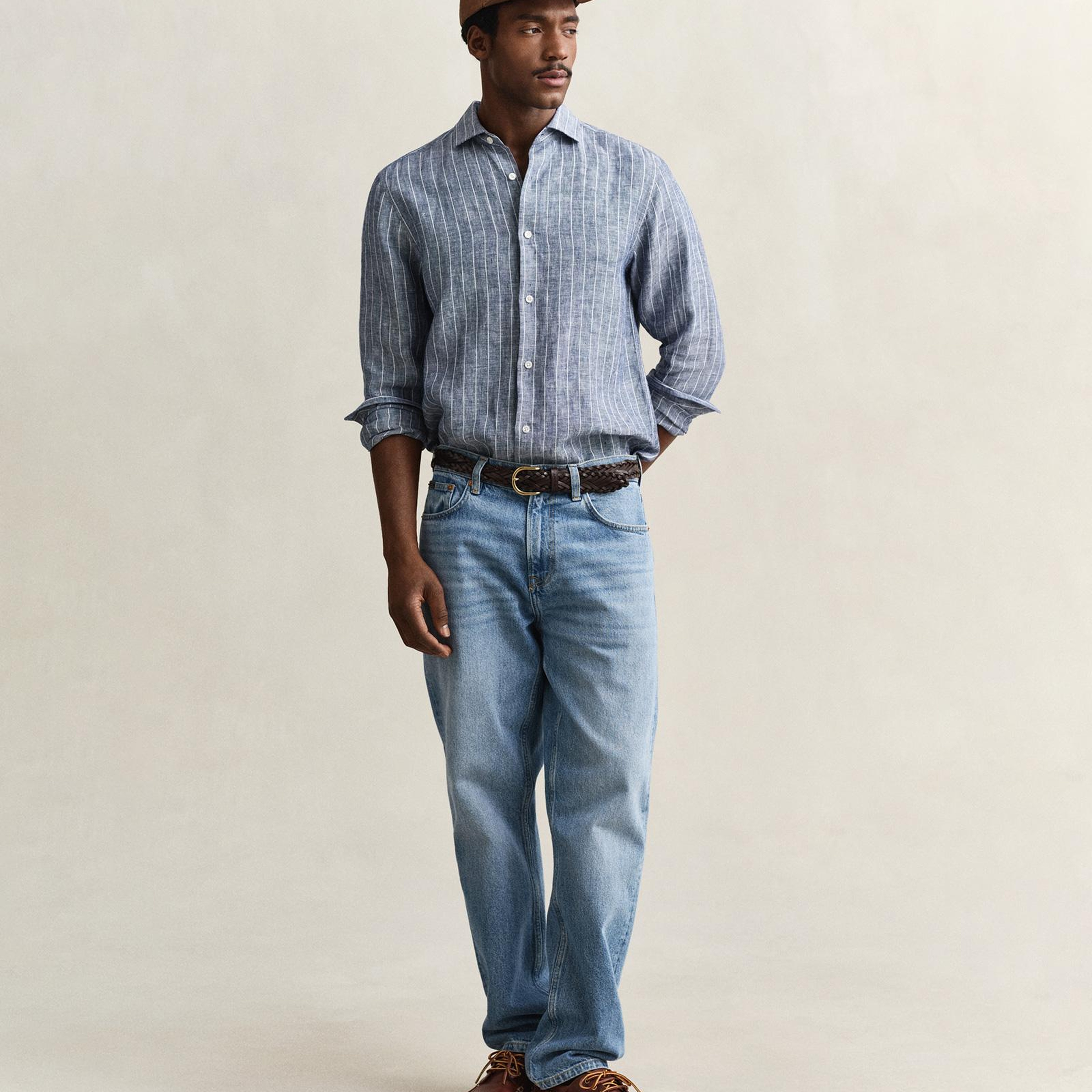 GANT Erkek Mavi Regular Fit Çizgili Gömlek