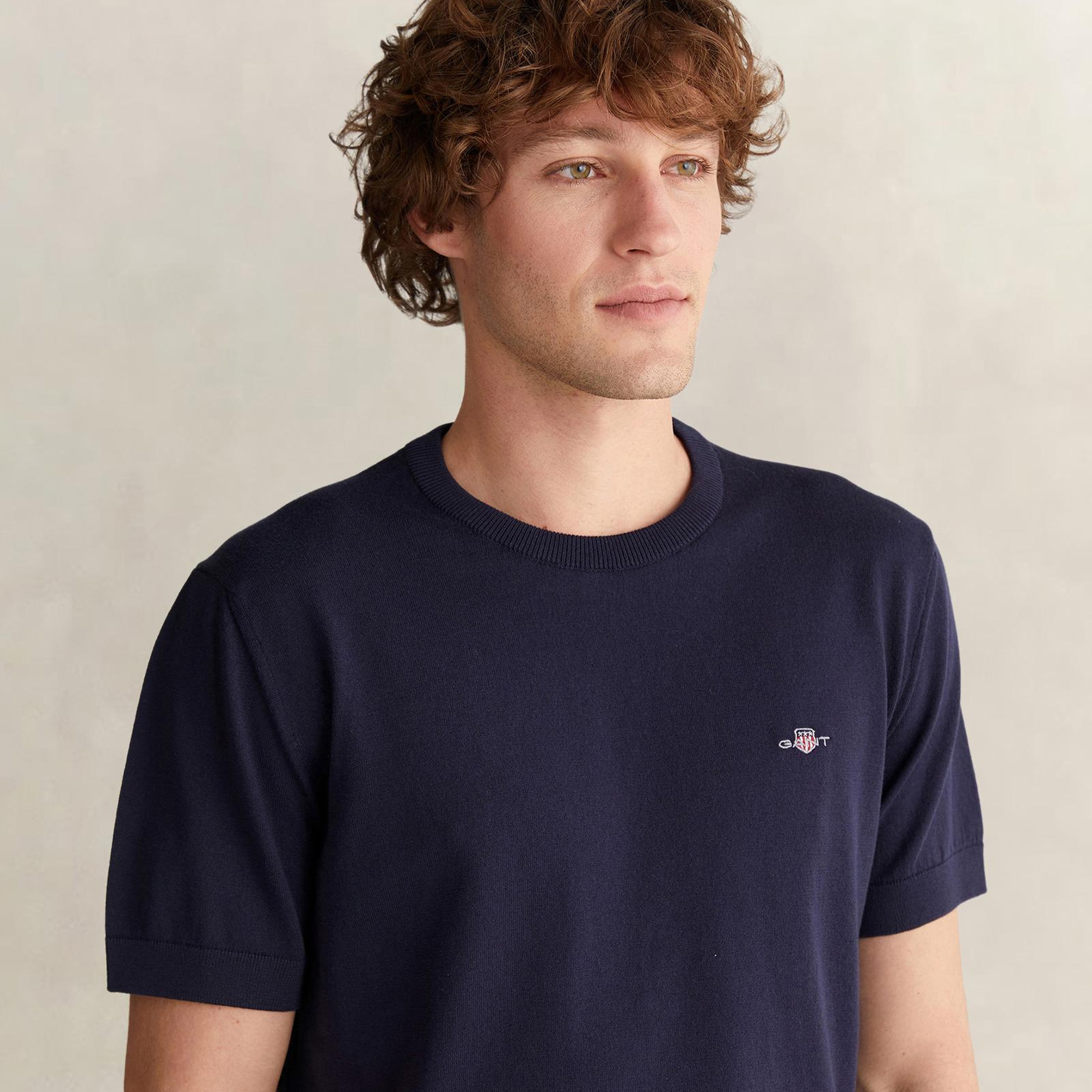 GANT Erkek Lacivert Regular Fit Bisiklet Yaka Kısa Kollu T-Shirt