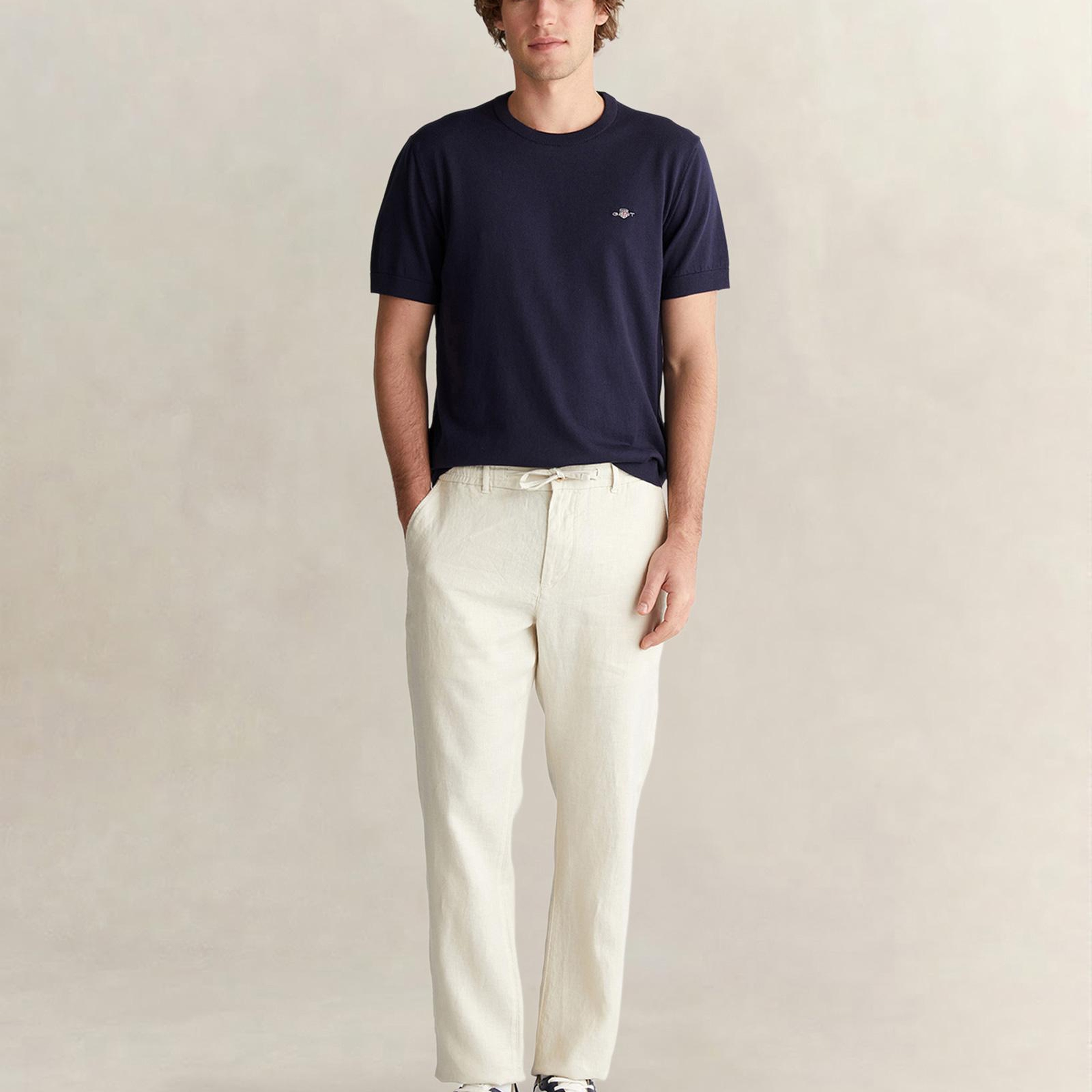 GANT Erkek Lacivert Regular Fit Bisiklet Yaka Kısa Kollu T-Shirt