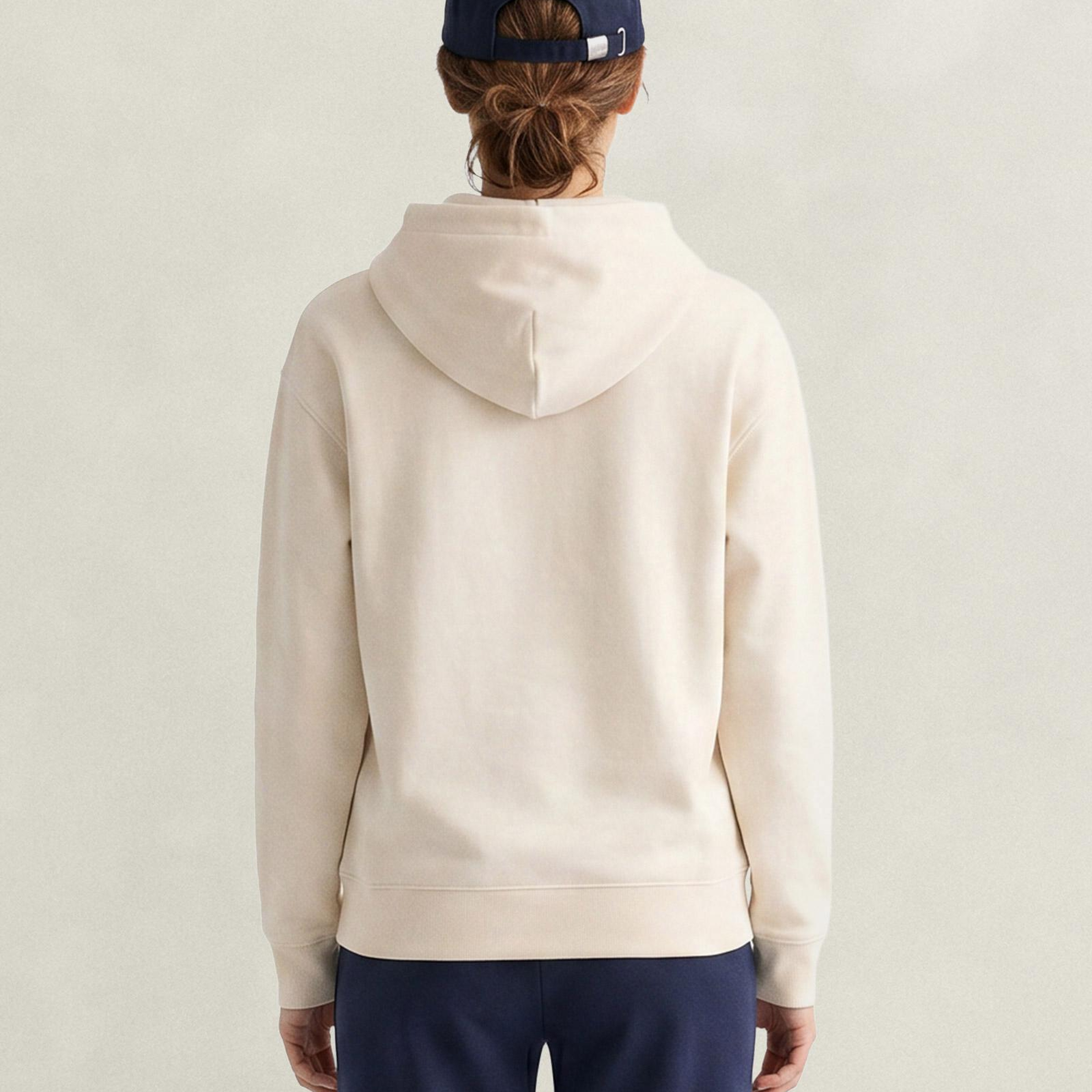 GANT Kadın Krem Regular Fit Kapüşonlu Sweatshirt