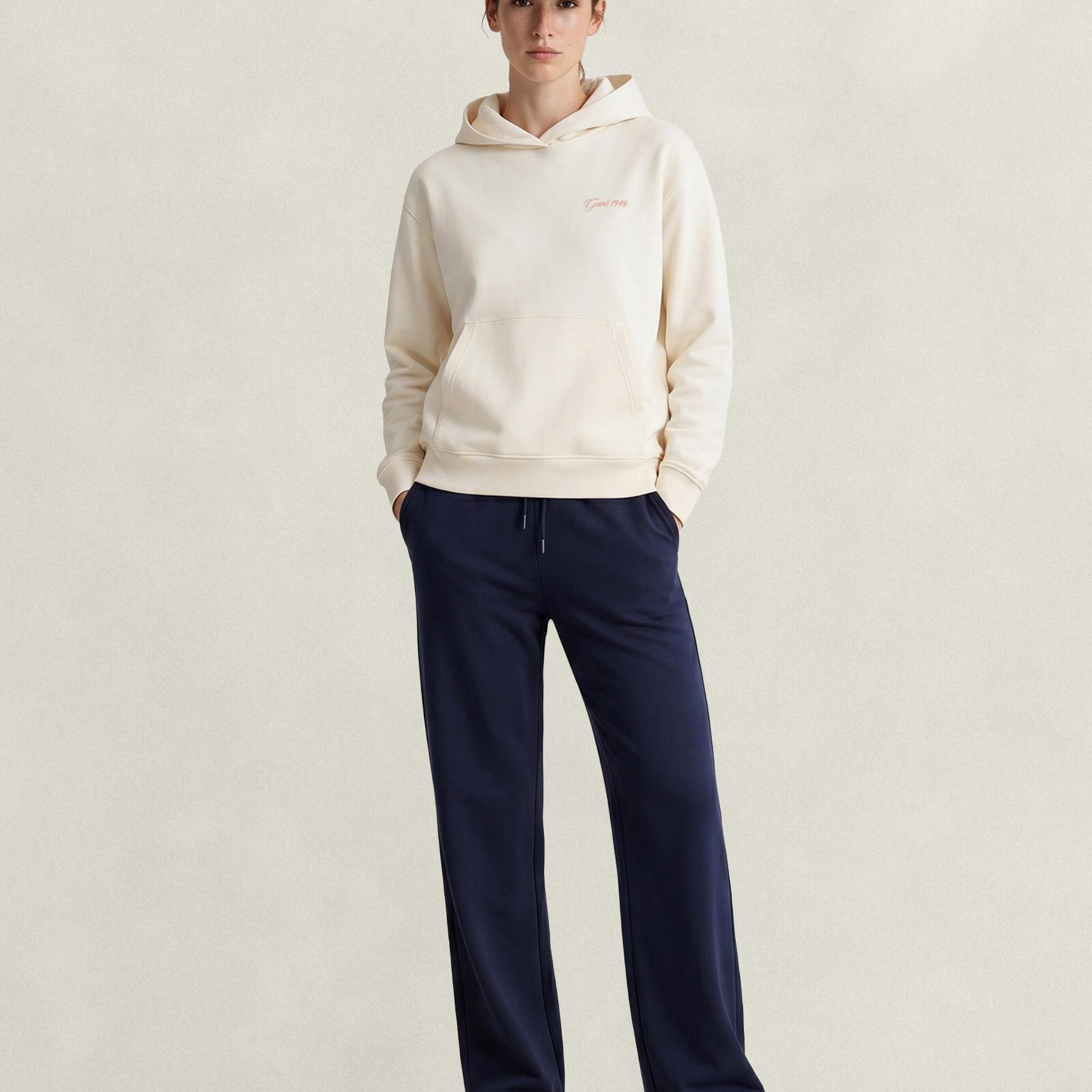GANT Kadın Krem Regular Fit Kapüşonlu Sweatshirt