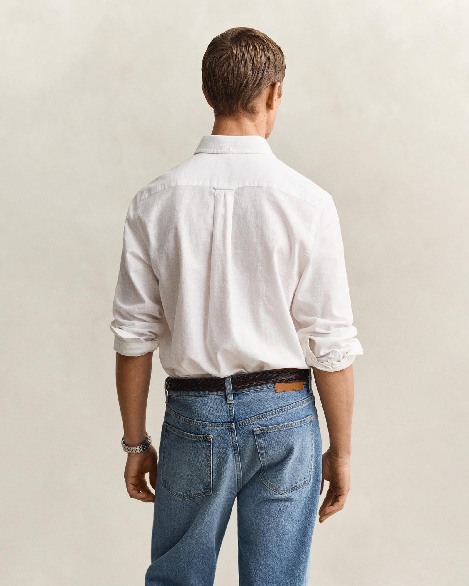 GANT Erkek Beyaz Regular Fit Logolu Gömlek