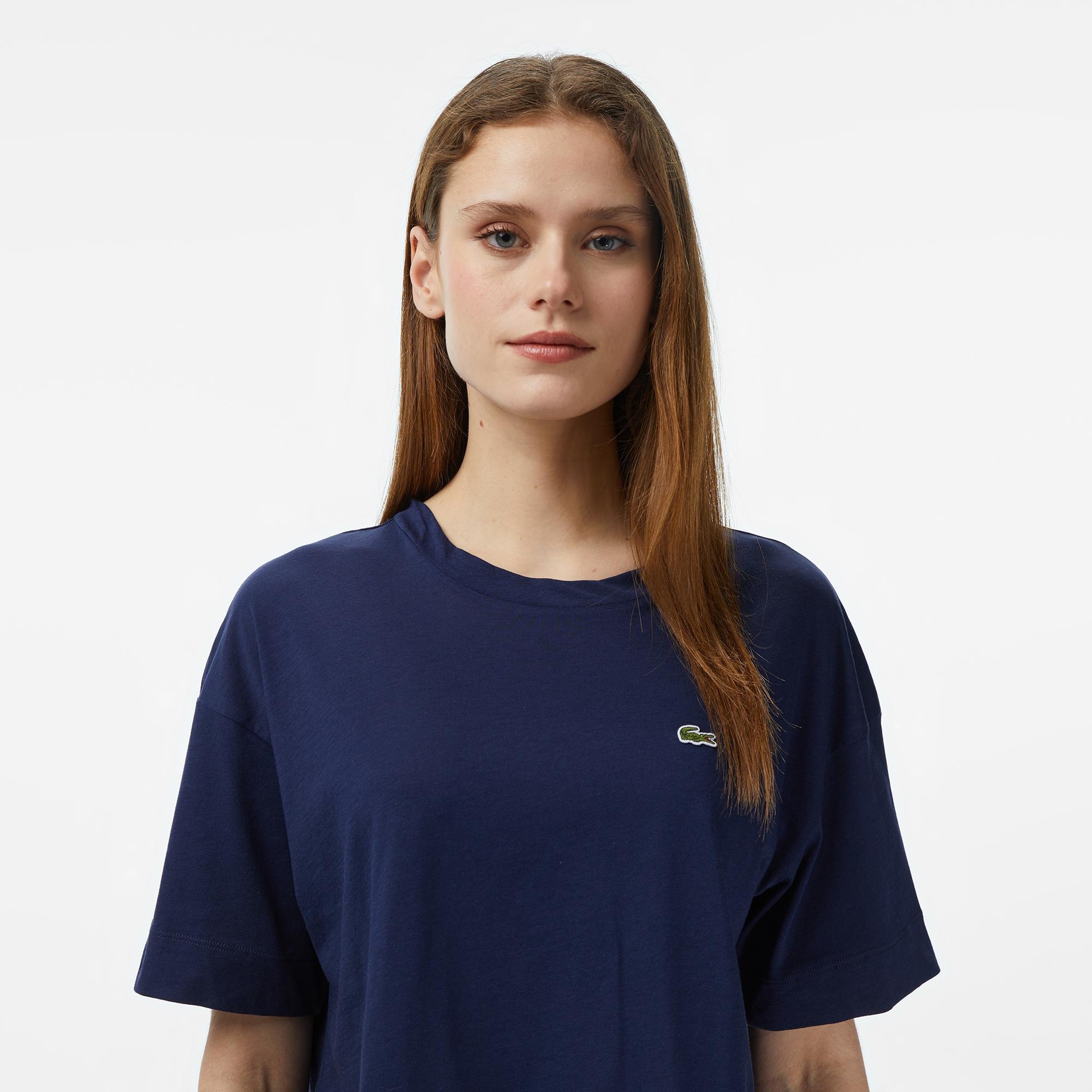 Kadın Bisiklet Yaka Lacivert T-Shirt