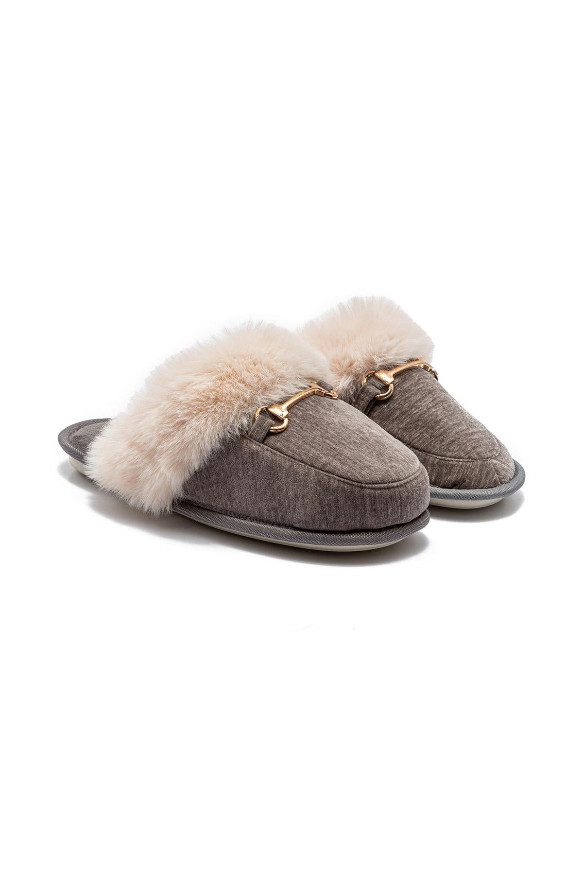 Maya Kadın Tokalı Ev Terliği Gri 37/41
