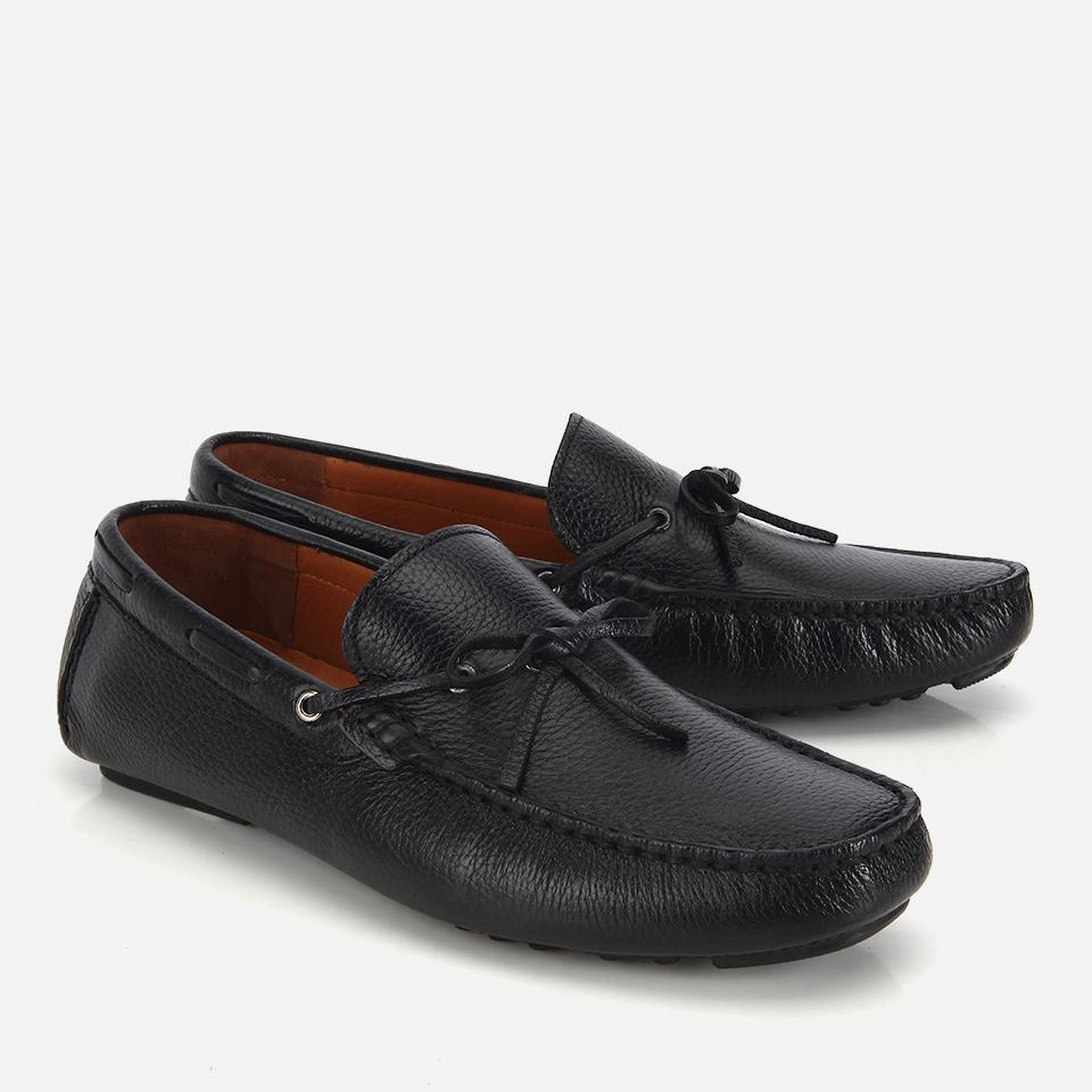 Erkek Deri Siyah Fiyonk Detaylı Günlük Loafer